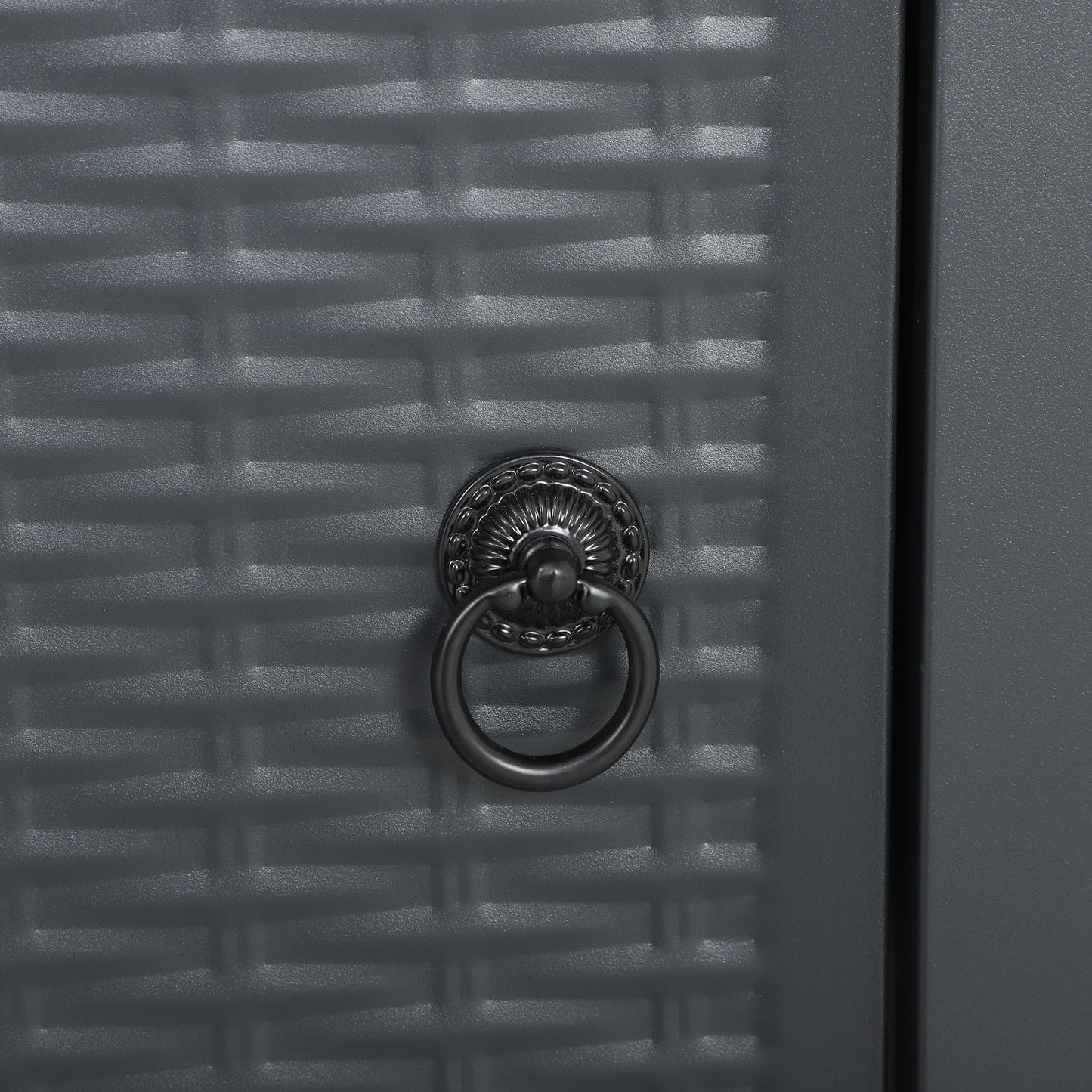 Outdoor Square Fire Pit Table w/ Lid and Lava Rocks Dark Grey