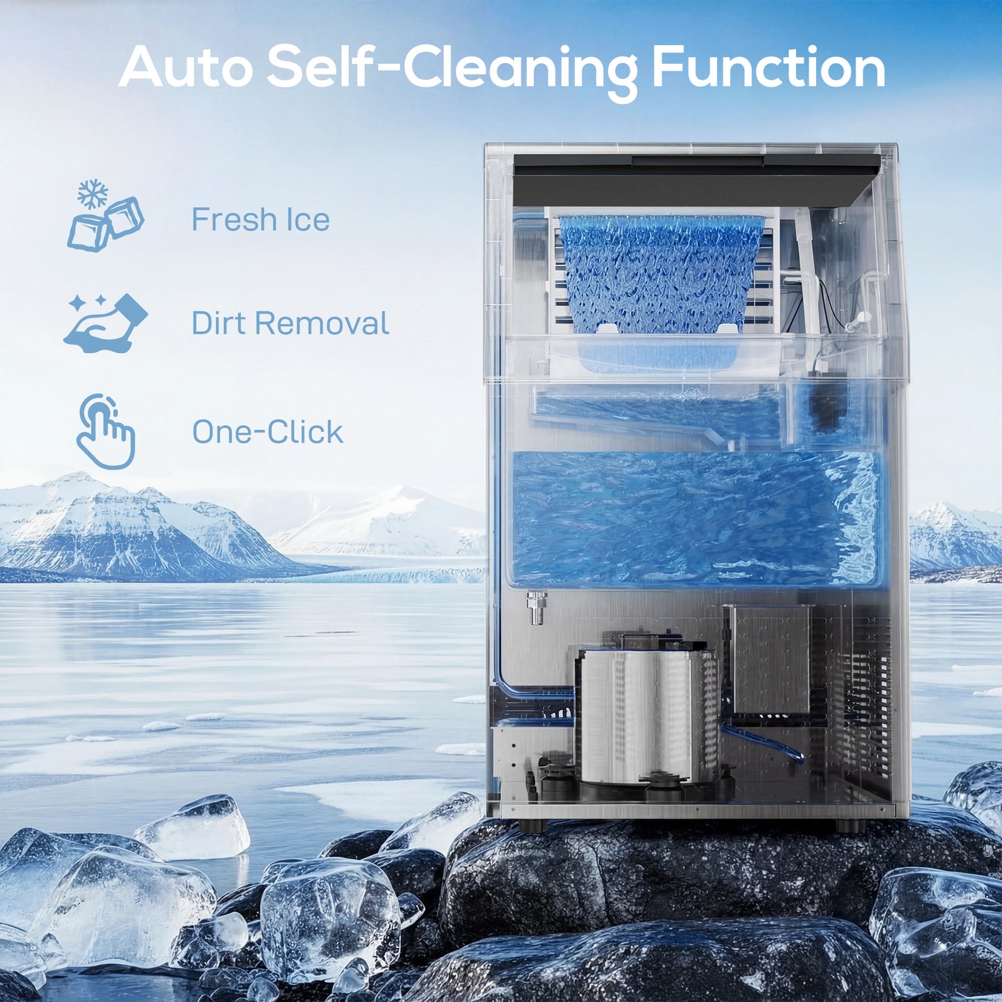 45kg/24H Commercial Ice Maker Machine with Auto Self-Cleaning