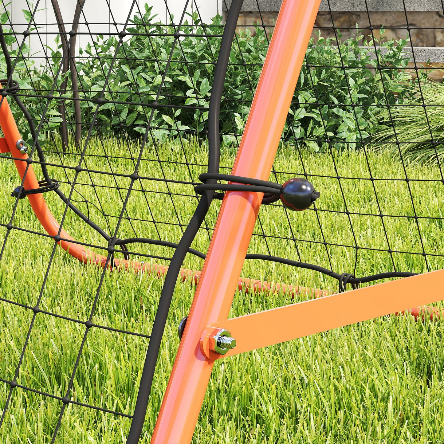 Rebounder Net Football Target Goal with Adjustable Angles, Orange