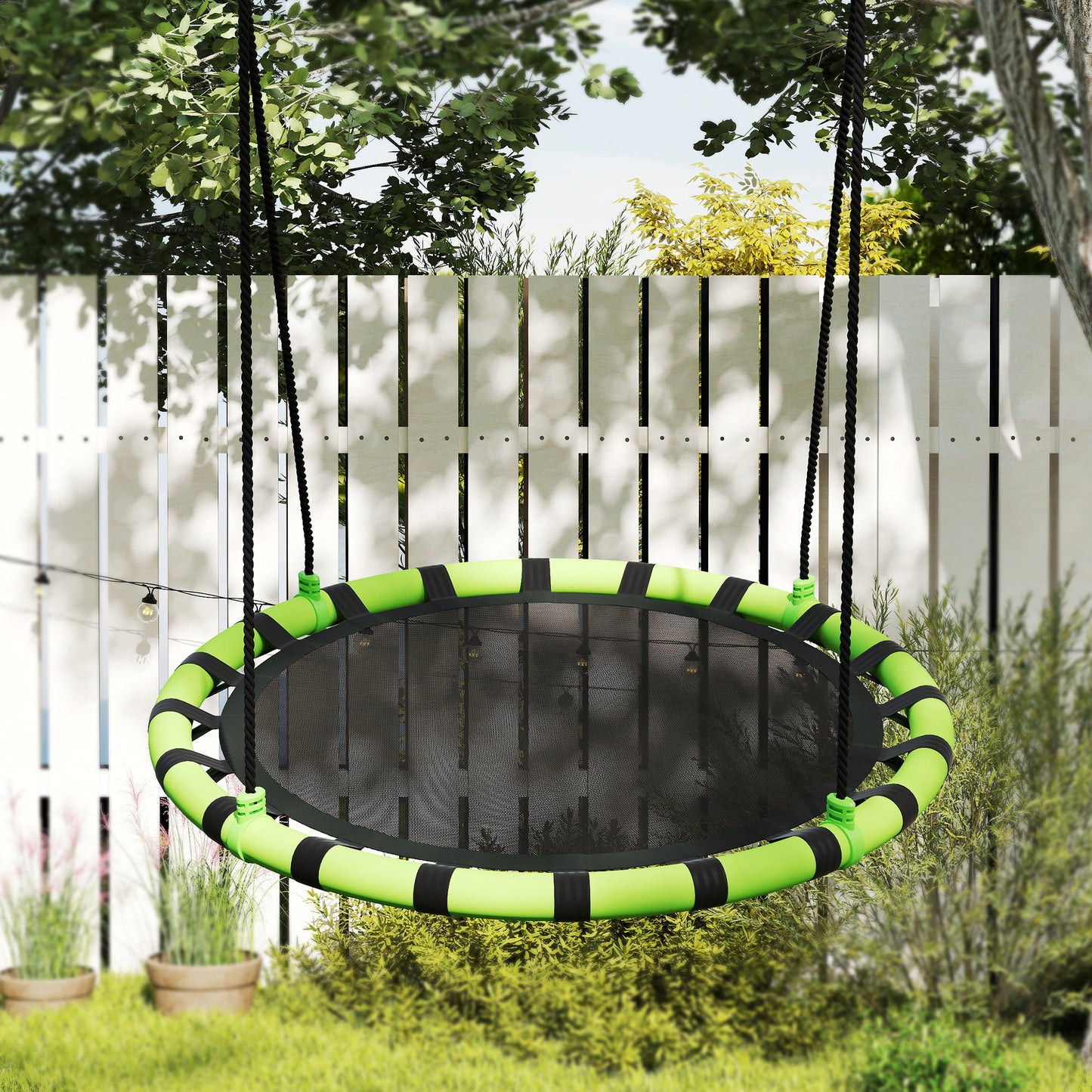 Kid Nest Swing Seat, 100cm Diameter Round Saucer Swing Set, Black