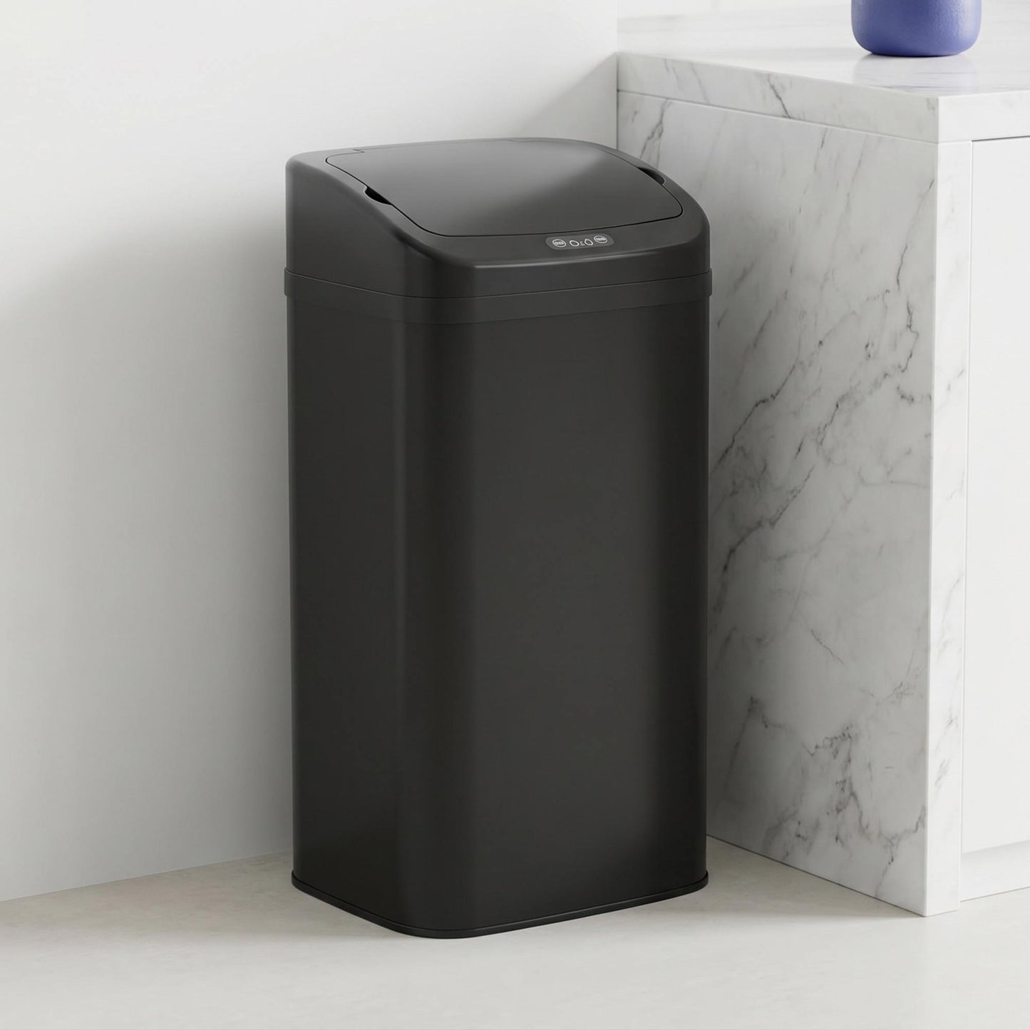 48L Sensor Bin, Stainless Steel Kitchen Bin with Automatic Soft Close Lid and Fingerprint-Proof for Recycling and Waste, Black