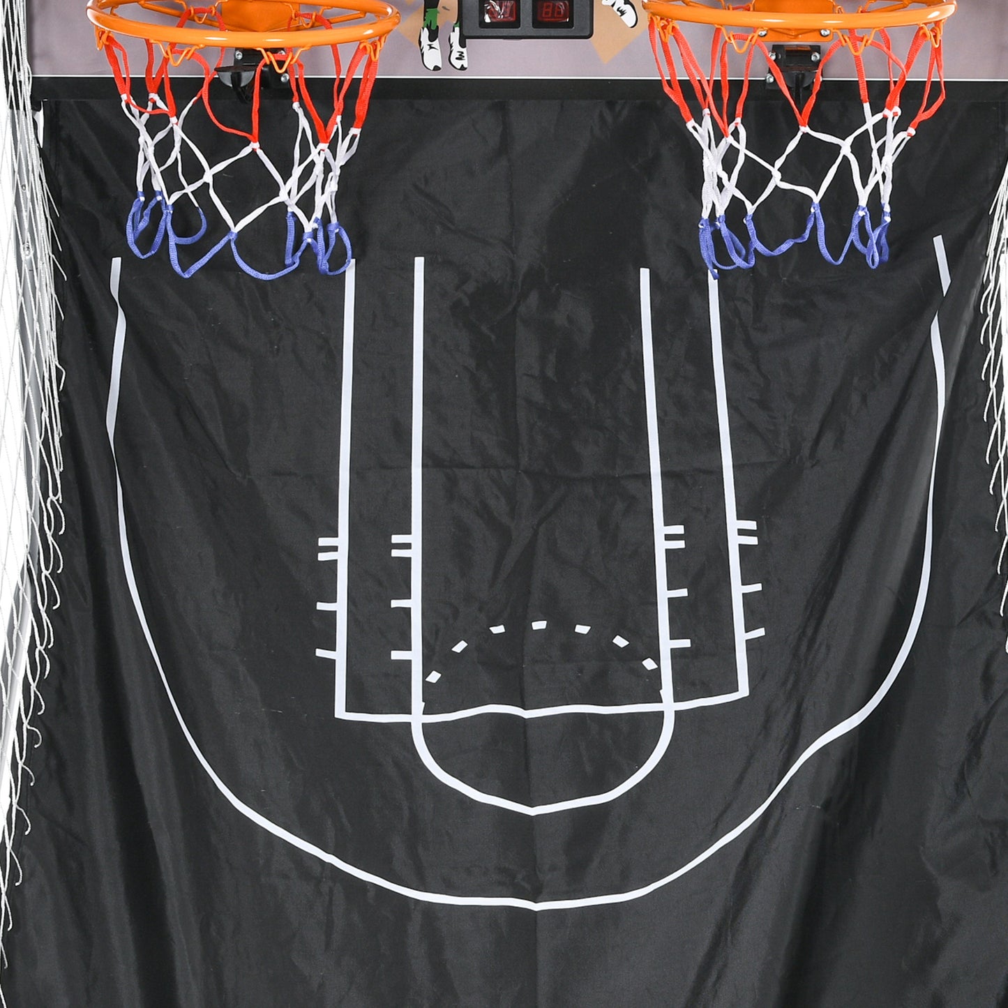Basketball Arcade Game with Double Hoops, Electronic Scorer