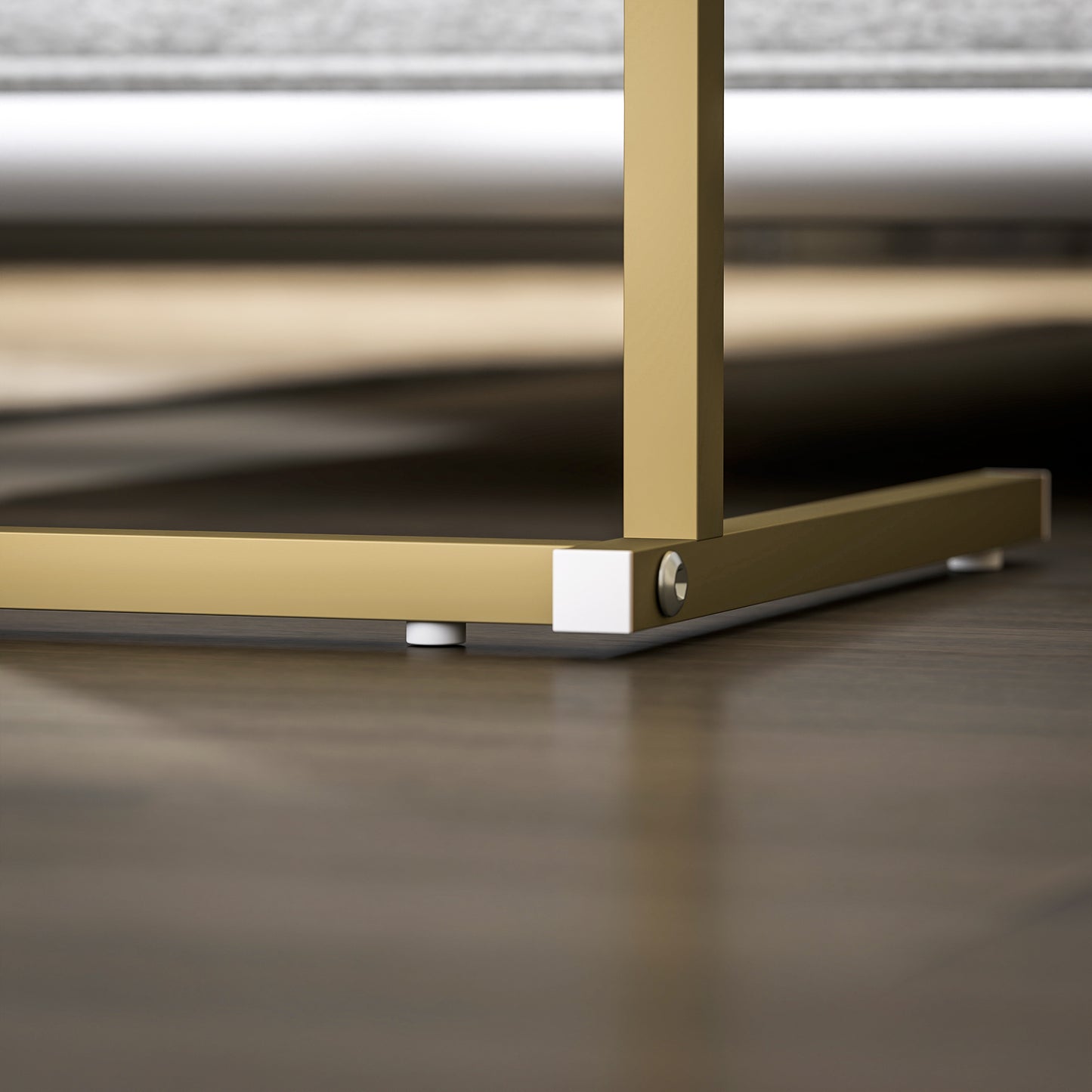 C-Shaped Side Table with Charging Station, Modern Bedside Table