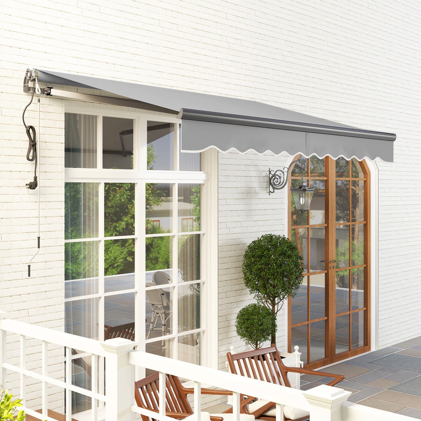 3 x 2.5m Electric Retractable Awning w/ Aluminium Frame Light Grey