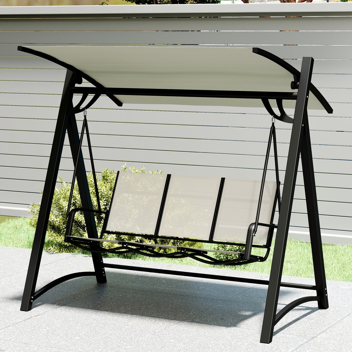 3 Seater Swing Chair, Garden Swing Bench with Adjustable Canopy