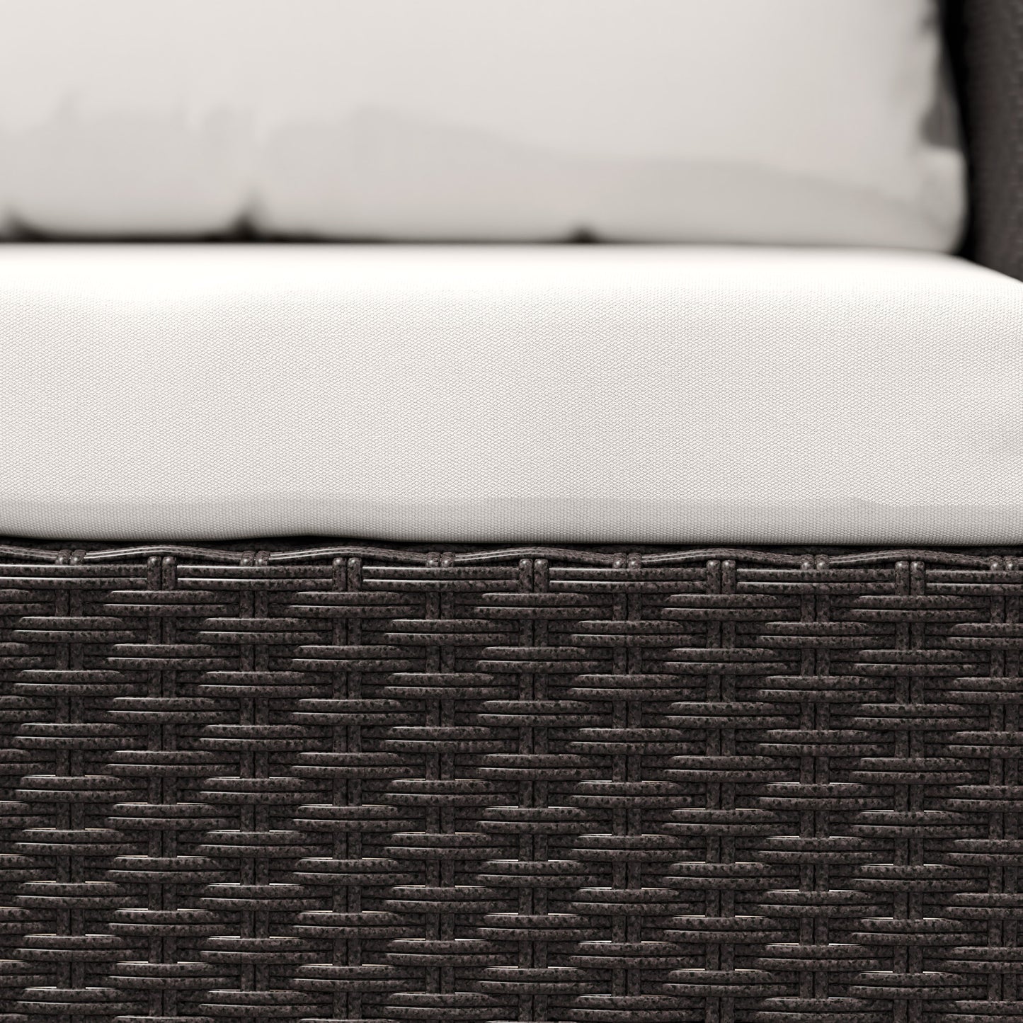 3PCS Rattan Bistro Set Glass Top Table and Chairs with 4 Cushions Brown