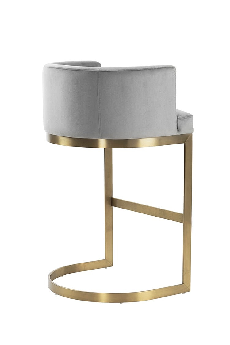 Lasco Bar Stool – Dove Grey - Brushed Brass Base