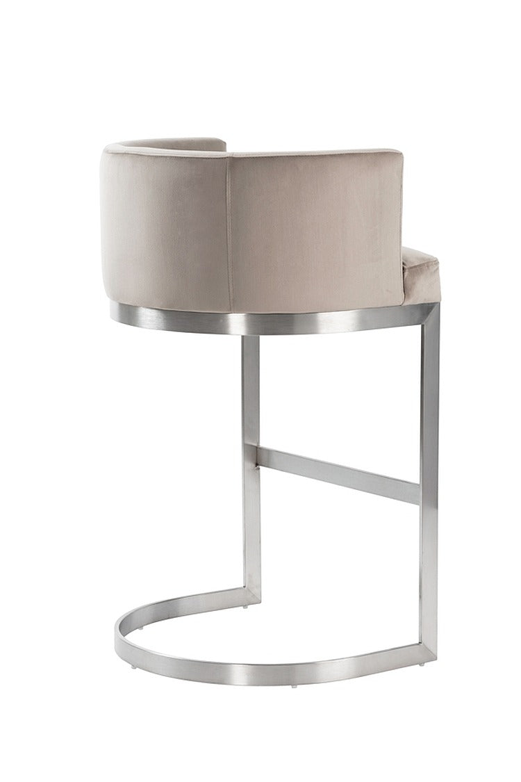 Lasco Bar Stool – Taupe - Brushed Stainless Steel Base