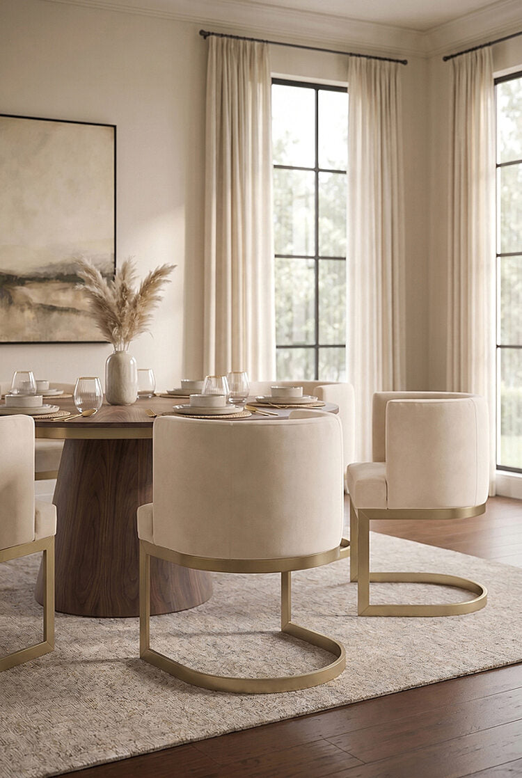 Lasco Dining Chair - Chalk - Brushed Brass Base