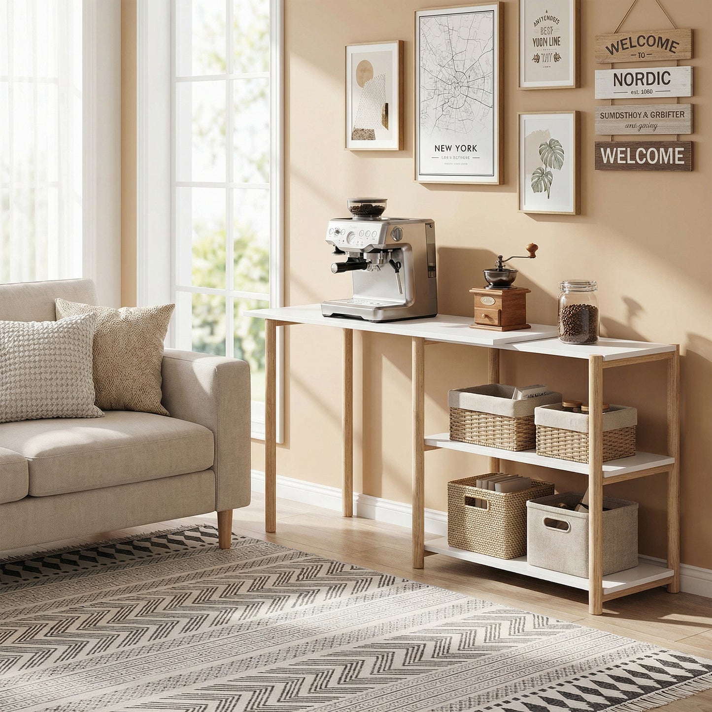Computer Desk with Storage Shelves 150 cm White/Oak