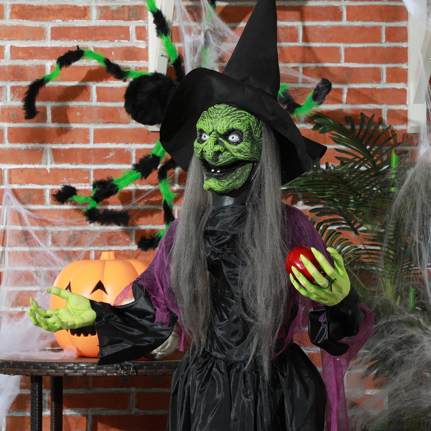Voice Activated Halloween Animatronics Witch, Battery Operated
