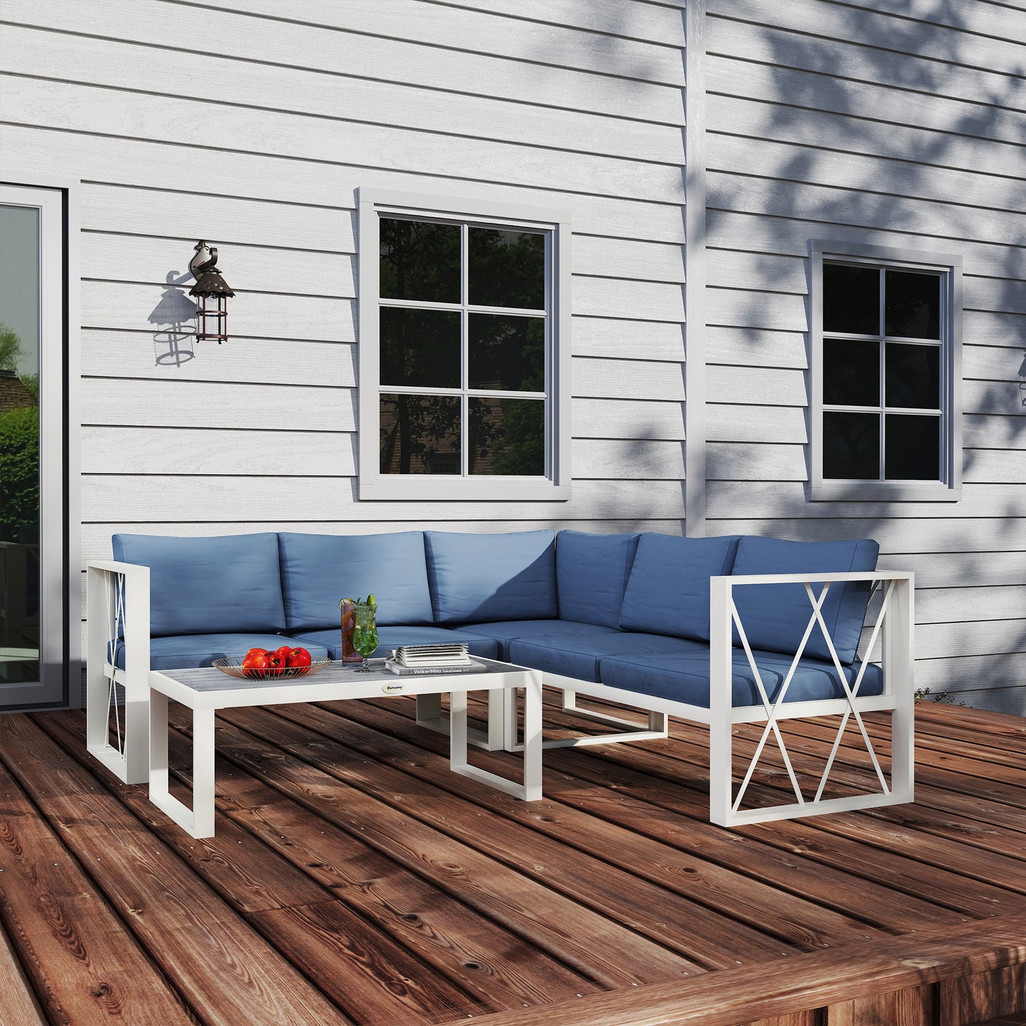 5 Seater Sectional Outdoor Sofa Set with Loveseats for Garden Grey