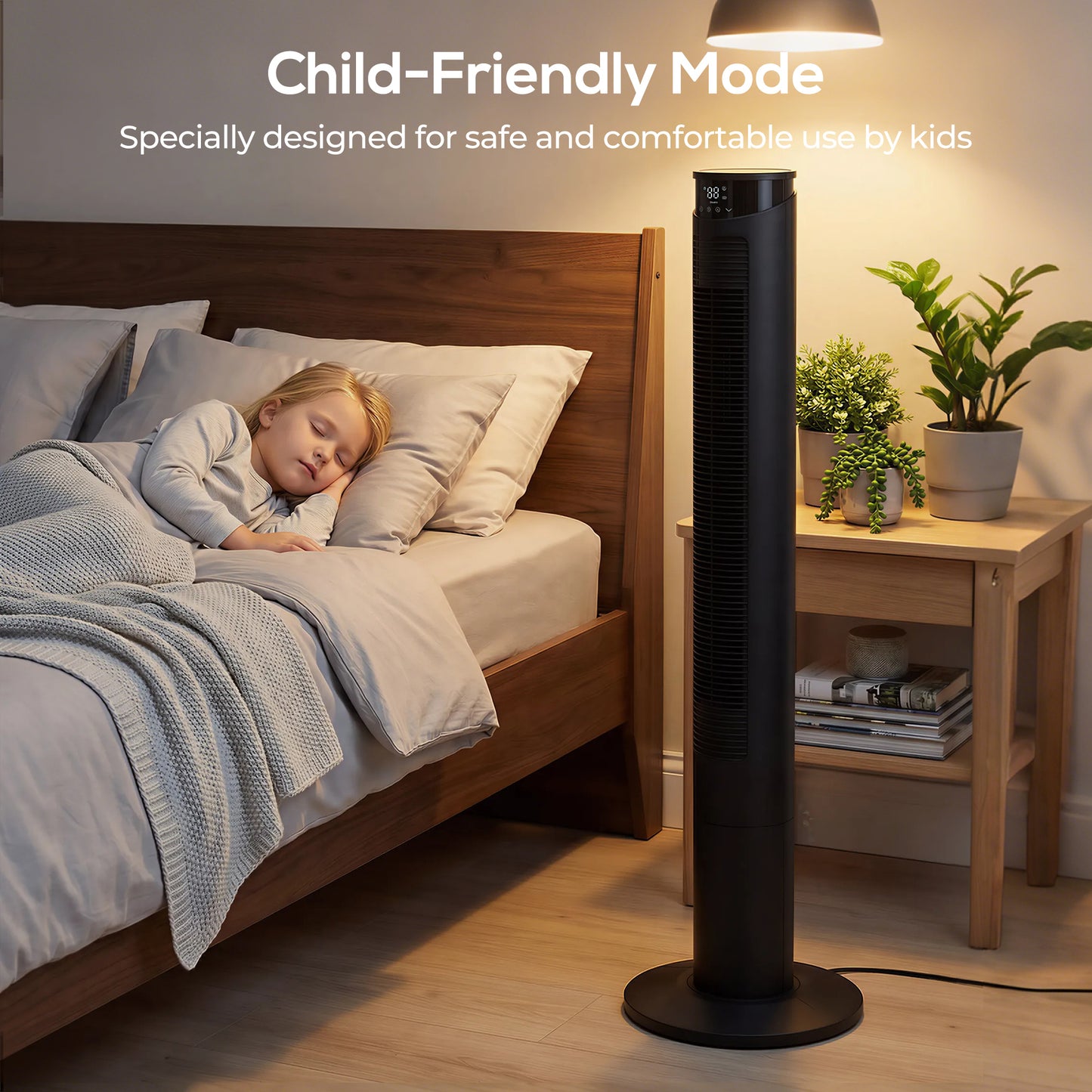 Tower Fan with WiFi Control 116 cm Black