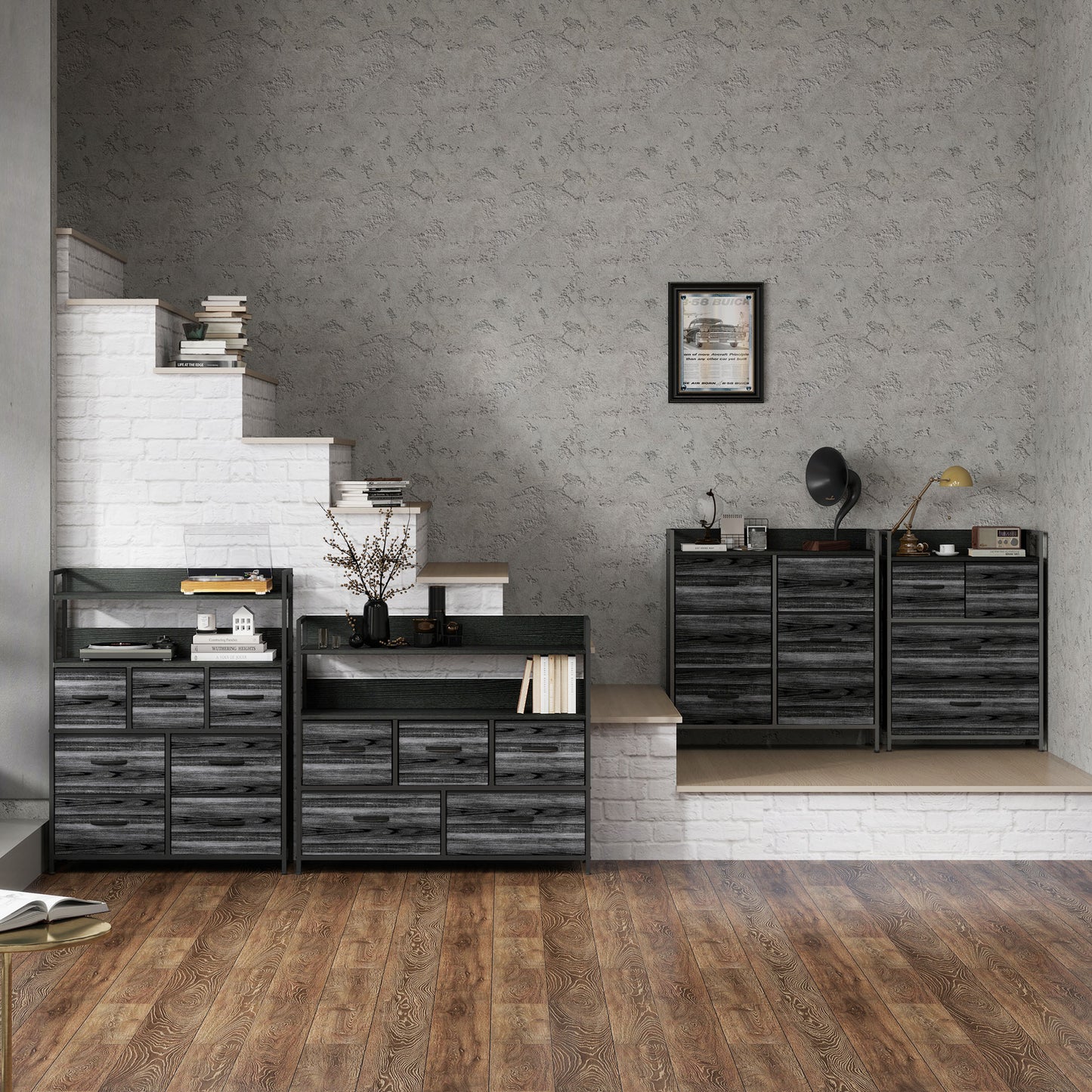Bedroom Chest of Drawers 6 Drawer Dresser w/ Shelf, Black