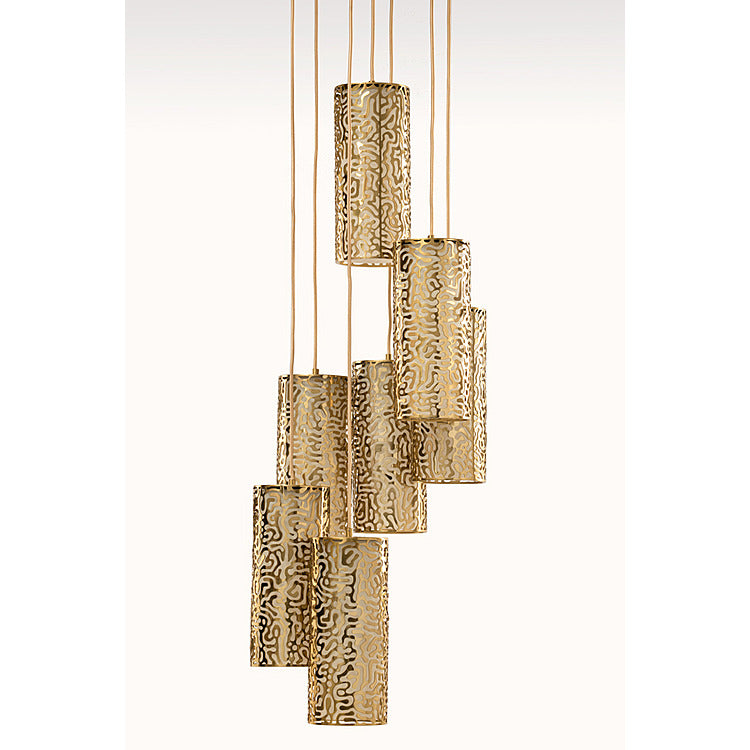 Moray Seven Light Pendant Brass