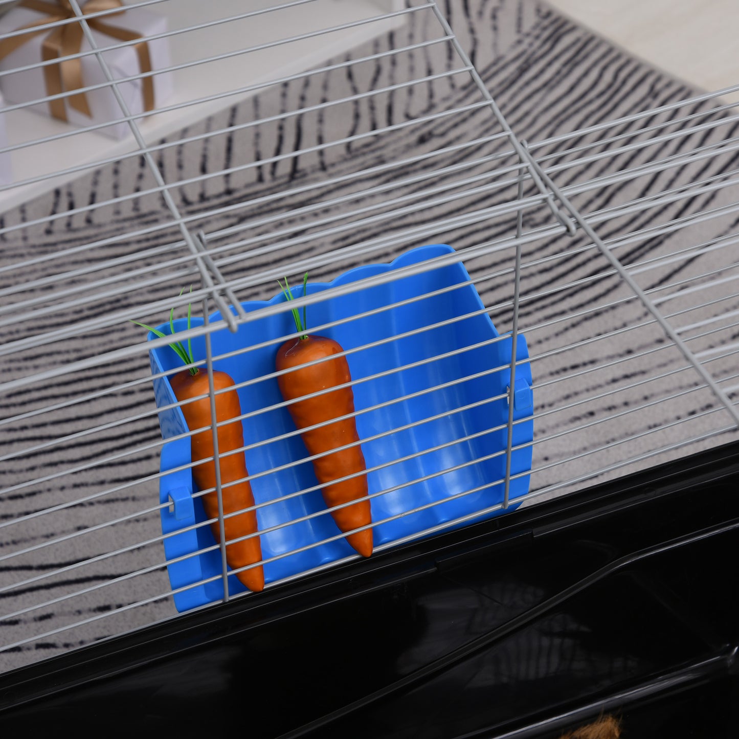 119cm Small Animal Cage for Rabbit Guinea Pig w/ Food Dish Black