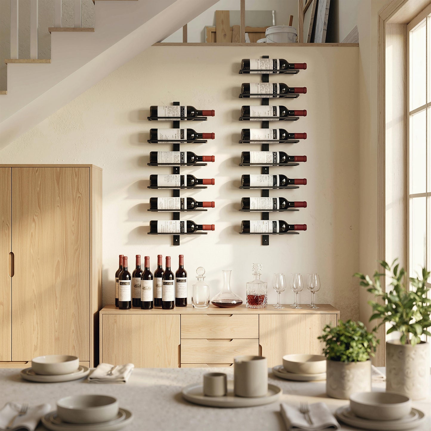 Wall Mount Wine Rack for 8 Wine Bottles, Black