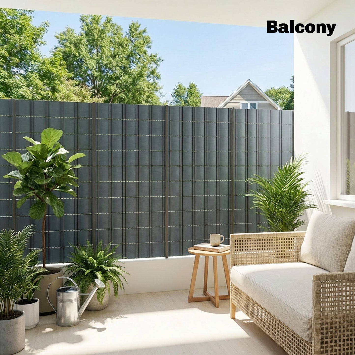 2Pcs Privacy Garden Screen Fence, Windbreak Fence with Clips, Grey