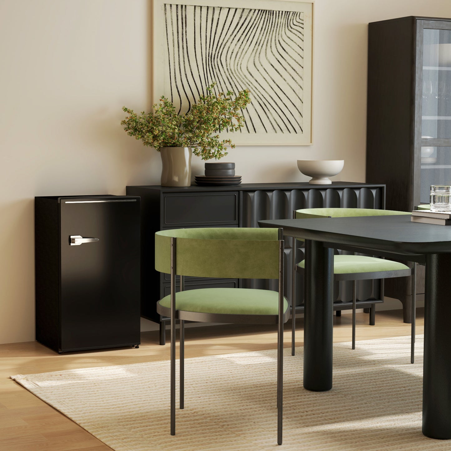 85L Freestanding Under Counter Fridge with Chiller Box, Black