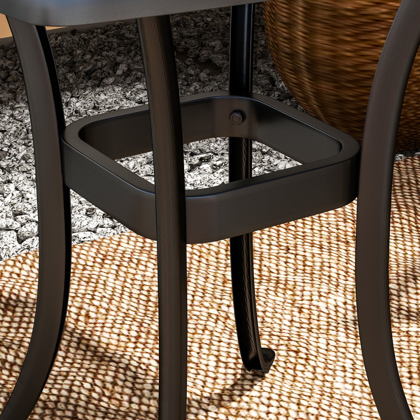 54 x 54cm Aluminium Outdoor Garden Side Table w/ Umbrella Hole, Black