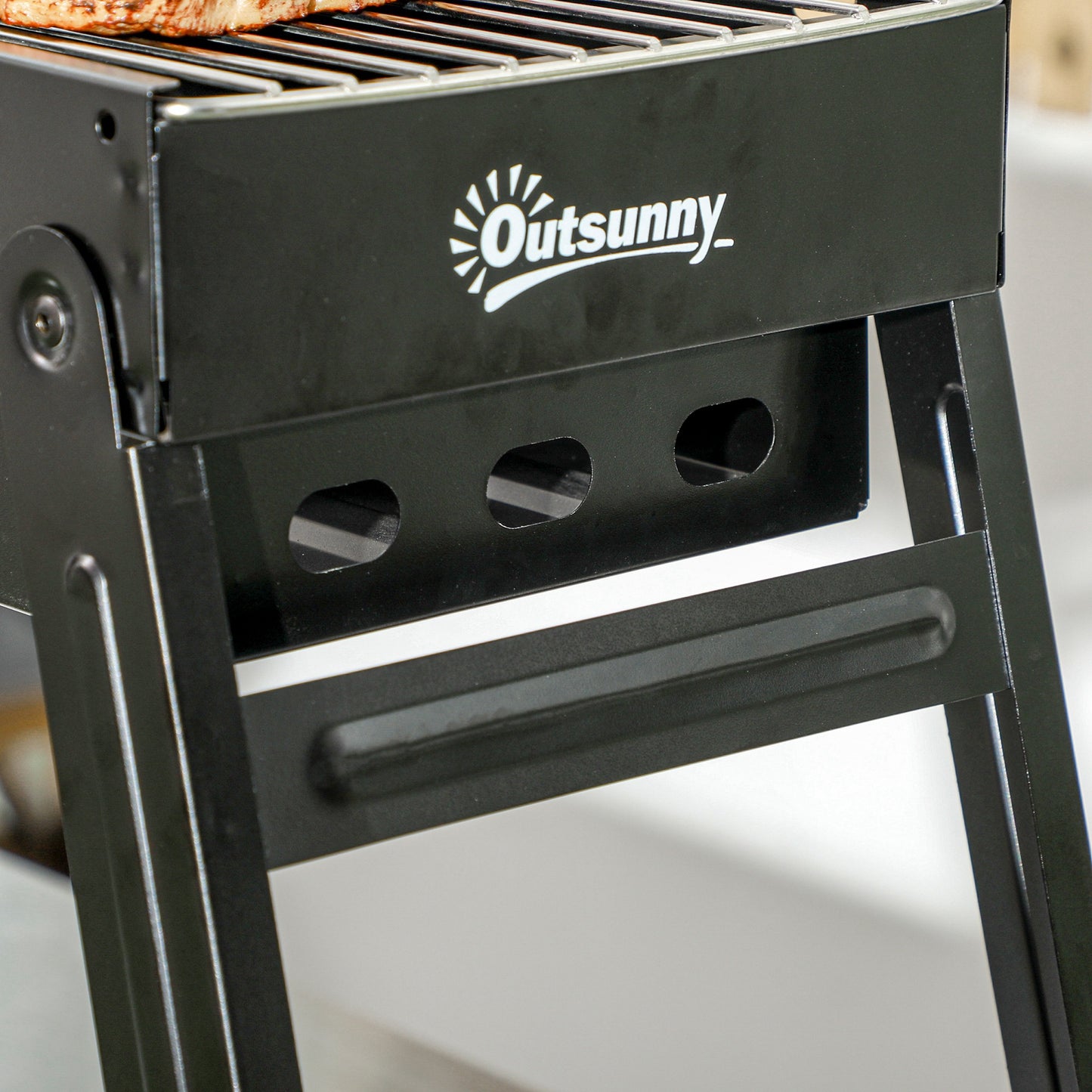 Portable Charcoal Grill with Pull-Out Charcoal Basin