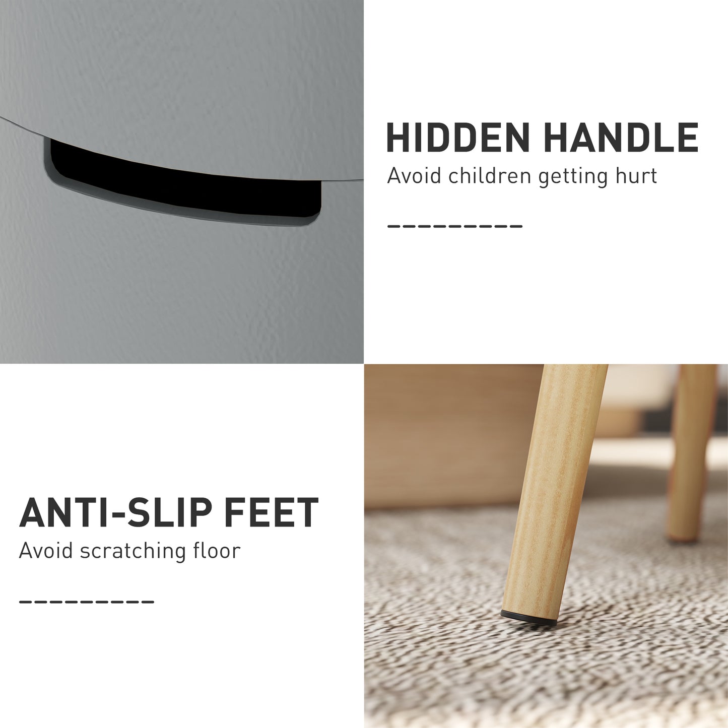 Side Coffee Table End Desk Night Stand w/ Detachable Tray, Grey