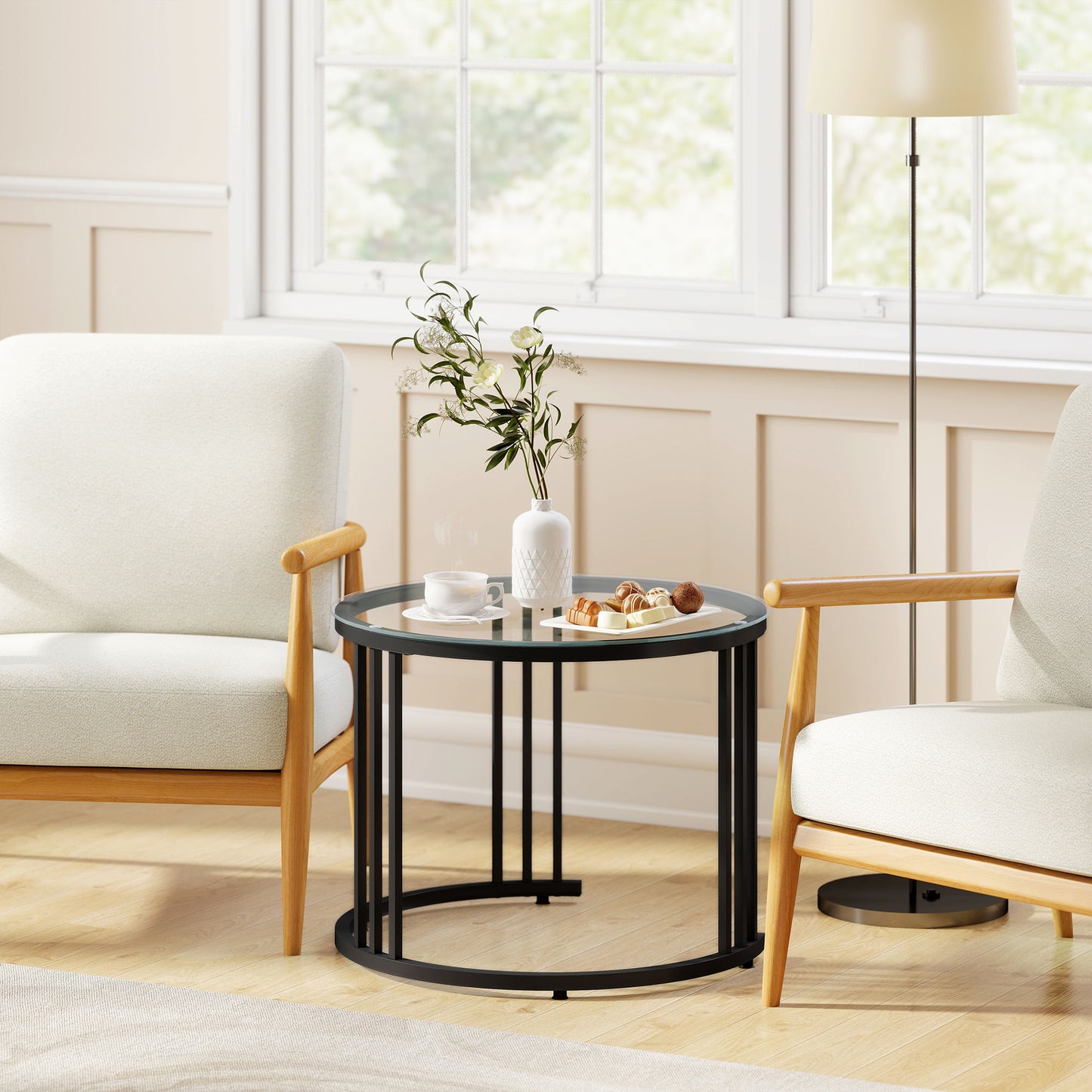 Bar Table and Stools Set, Kitchen Table and 2 Chairs with Backrest, Footrest