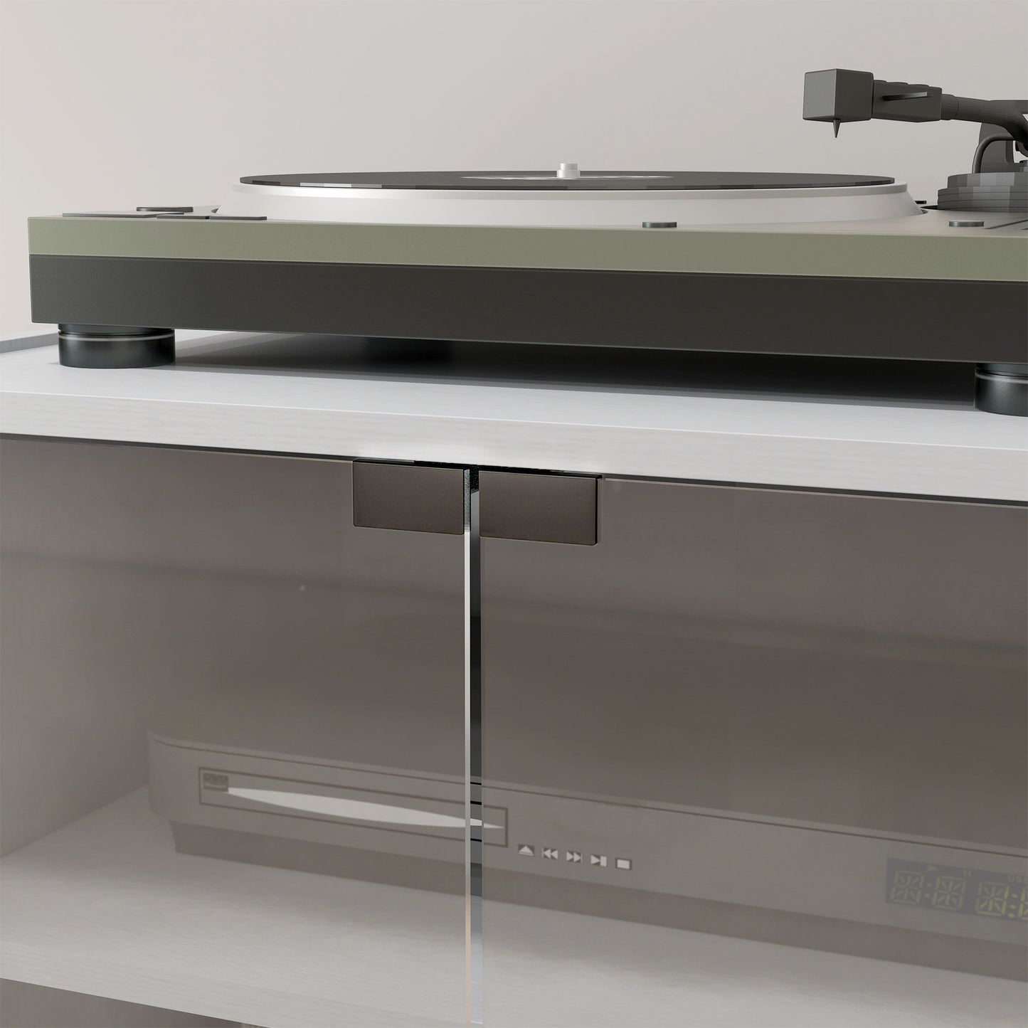 4-Tier Hi-Fi Stand with Adjustable Shelves, White Wood-Effect