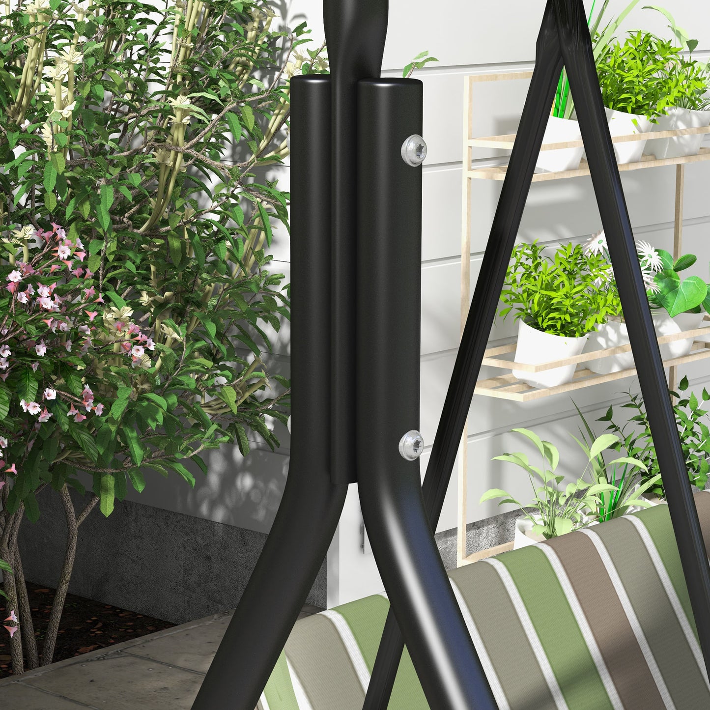 Outdoor 3-person Metal Porch Swing Chair Bench Canopy Green