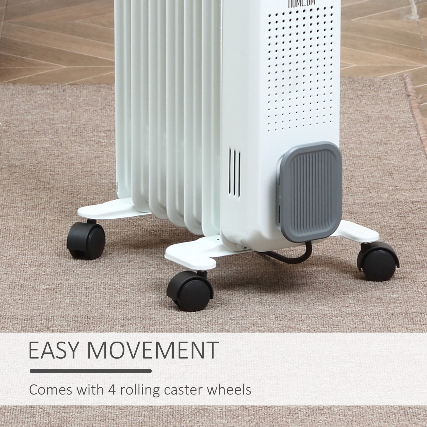 Oil Filled Radiator Portable Heater W/ 7 Fin, 3 Heat Settings, White
