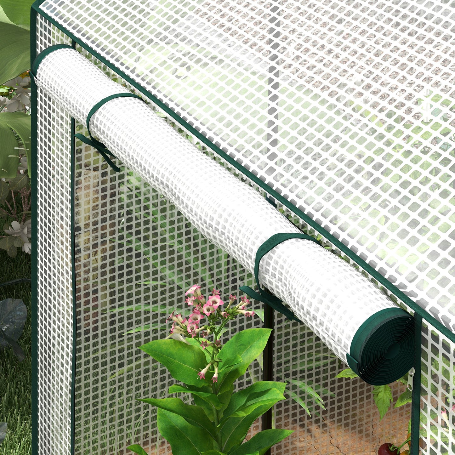 Greenhouse with 2 Roll-up Doors and Vent Holes, 100x80x150cm