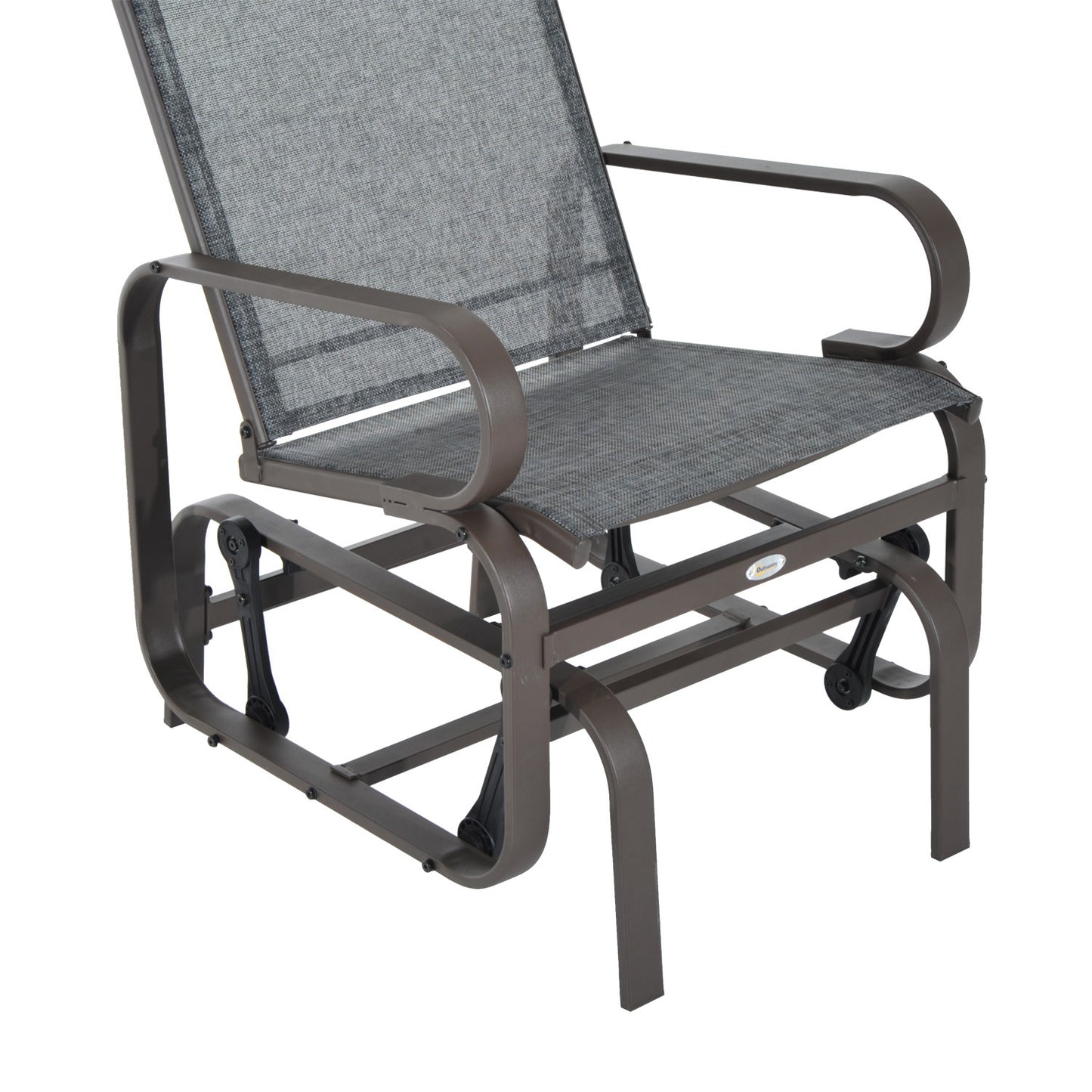 Outdoor Gliding Rocking Chair with Sturdy Metal Frame Garden Comfortable Swing Chair for Patio, Backyard and Poolside, Grey