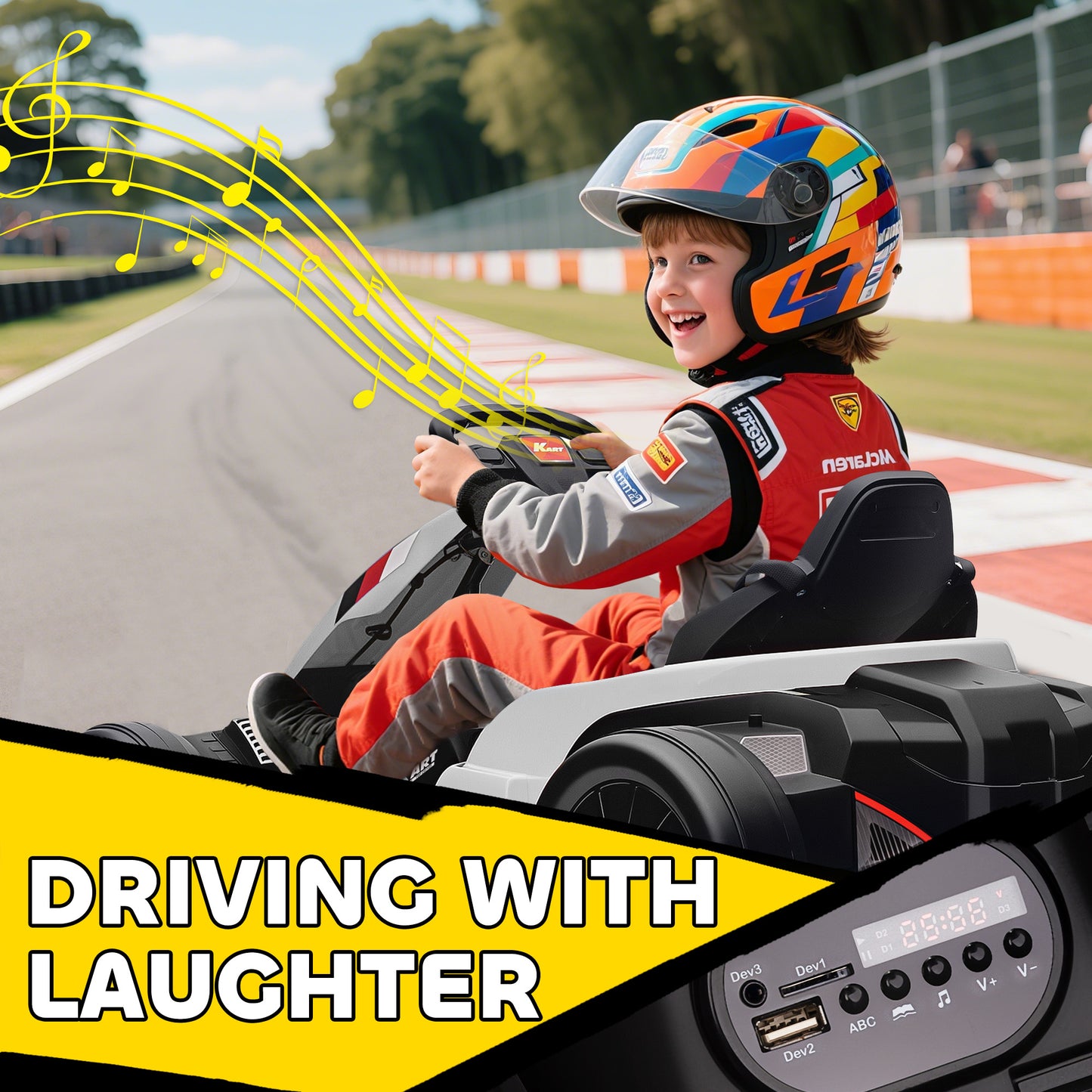 24V Electric Go Kart with Drift Mode, Adjustable Seat, White