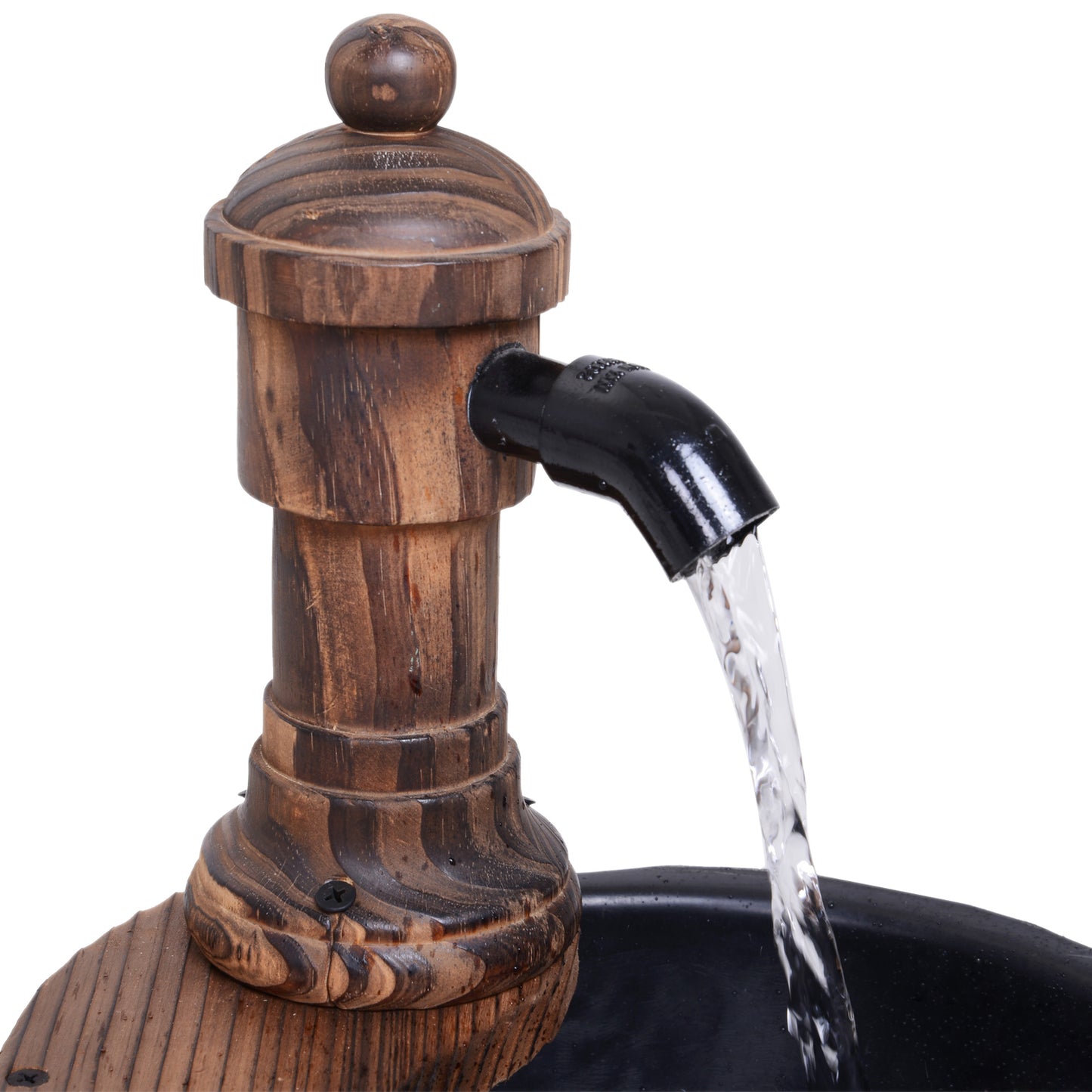 Garden Barrel Water Fountain Patio Wood Electric Water Feature w/ Pump