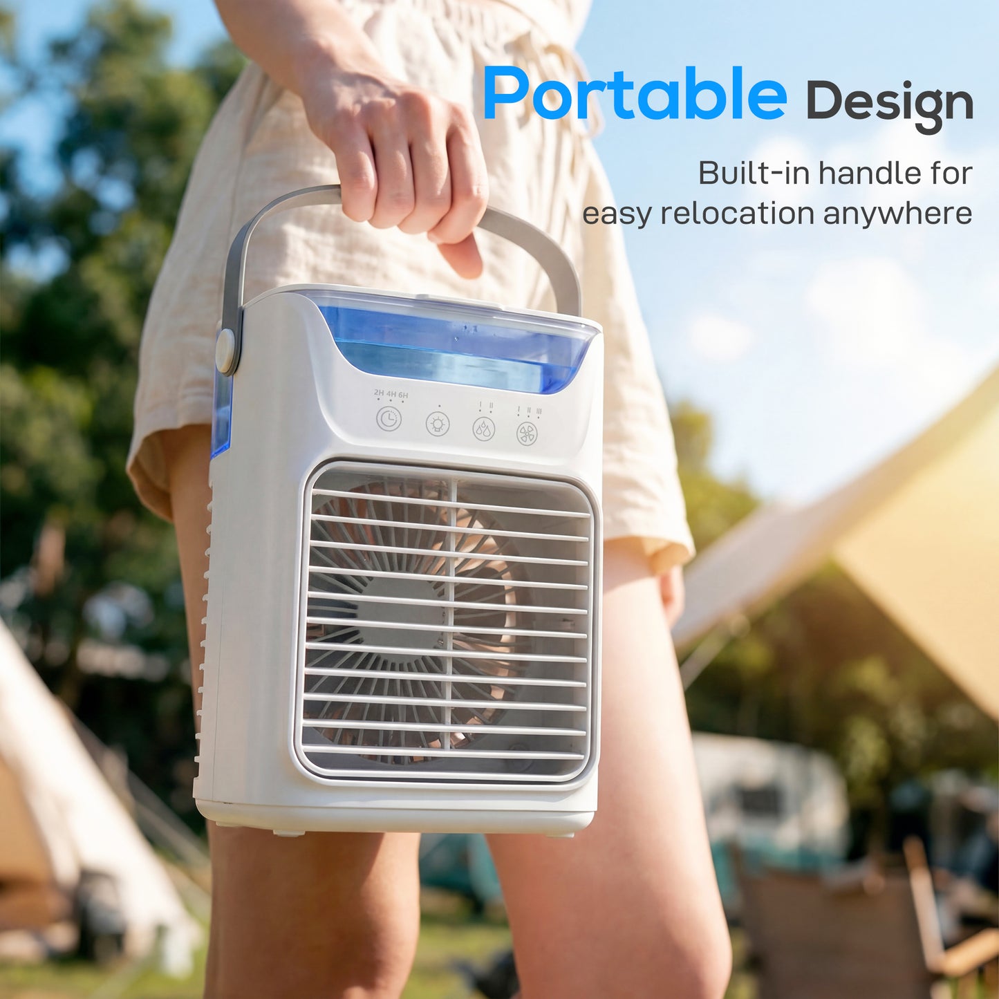 4-in-1 Mini Air Cooler, Portable Air Conditioner for Bedroom, White