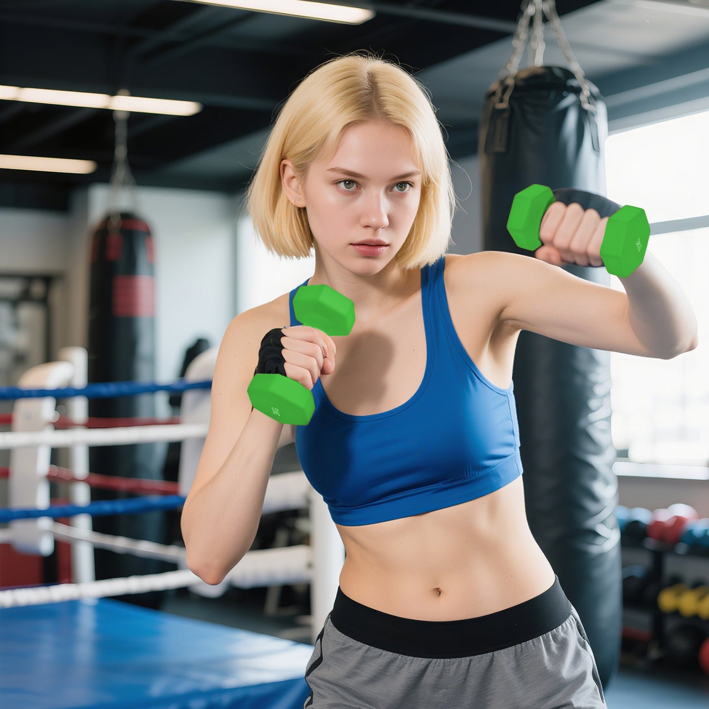 Hex Dumbbells Set with Dumbbell Rack, 2 x 1kg, 2 x 3kg, 2 x 5kg