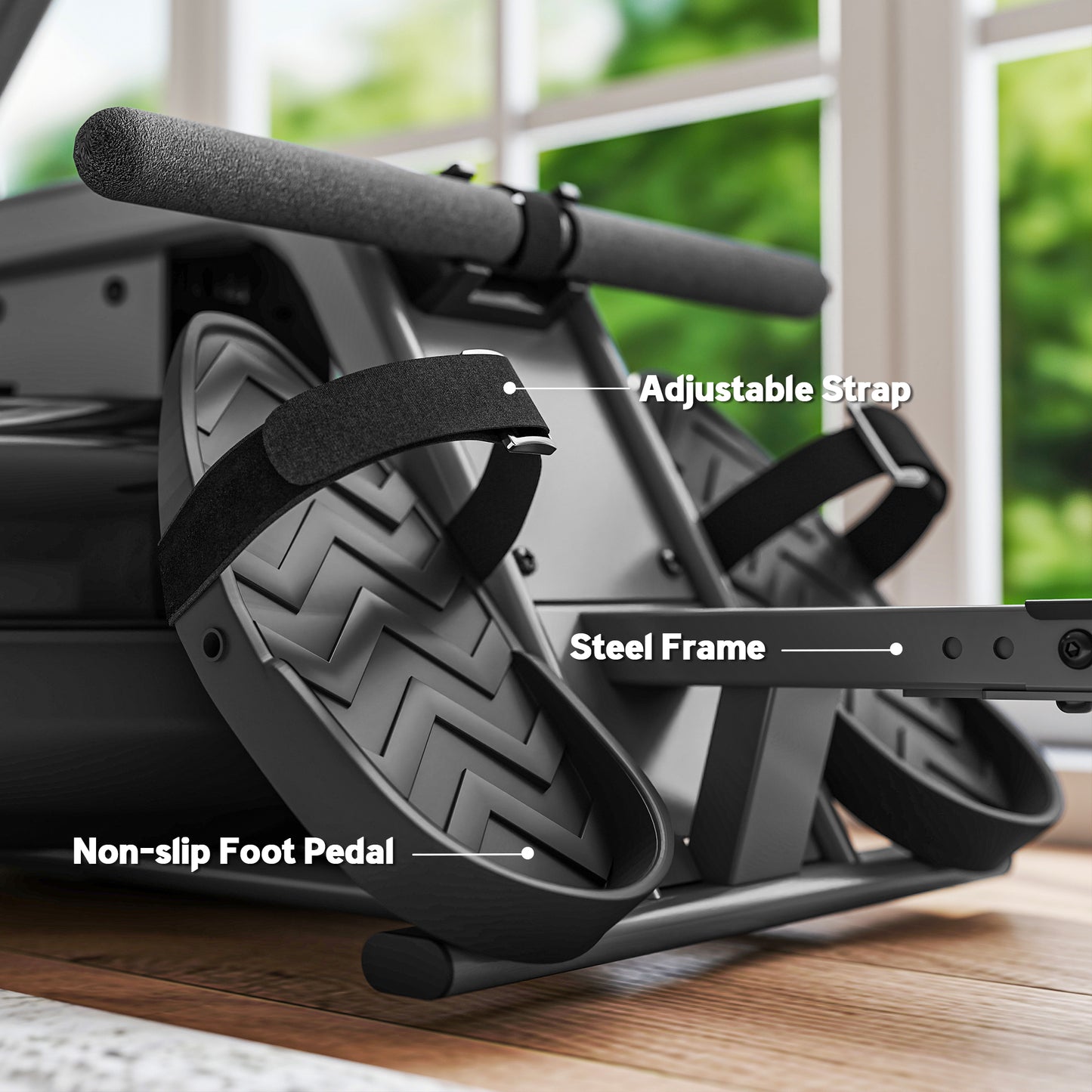 Water Rowing Machine with Adjustable Resistance, Vertical Storage