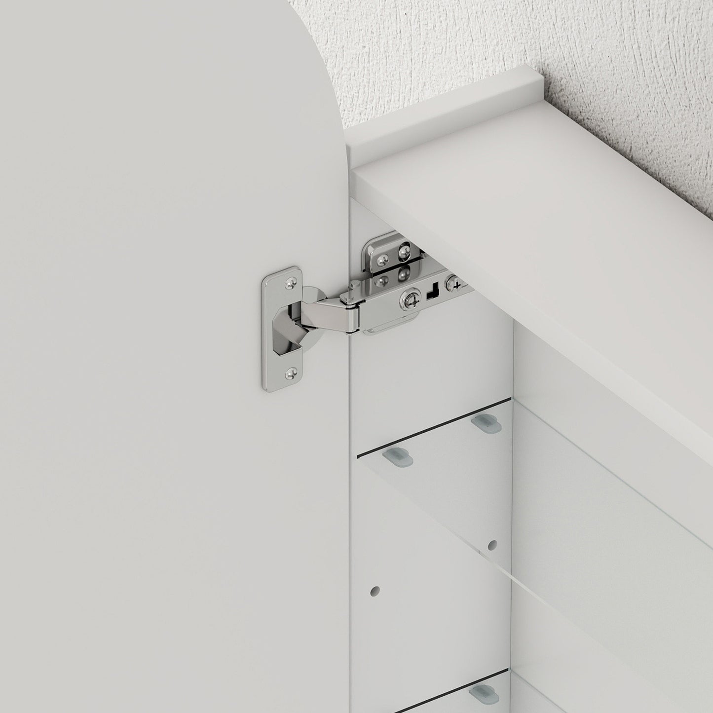 Bathroom Mirror Cabinet with Adjustable Glass Shelves, White