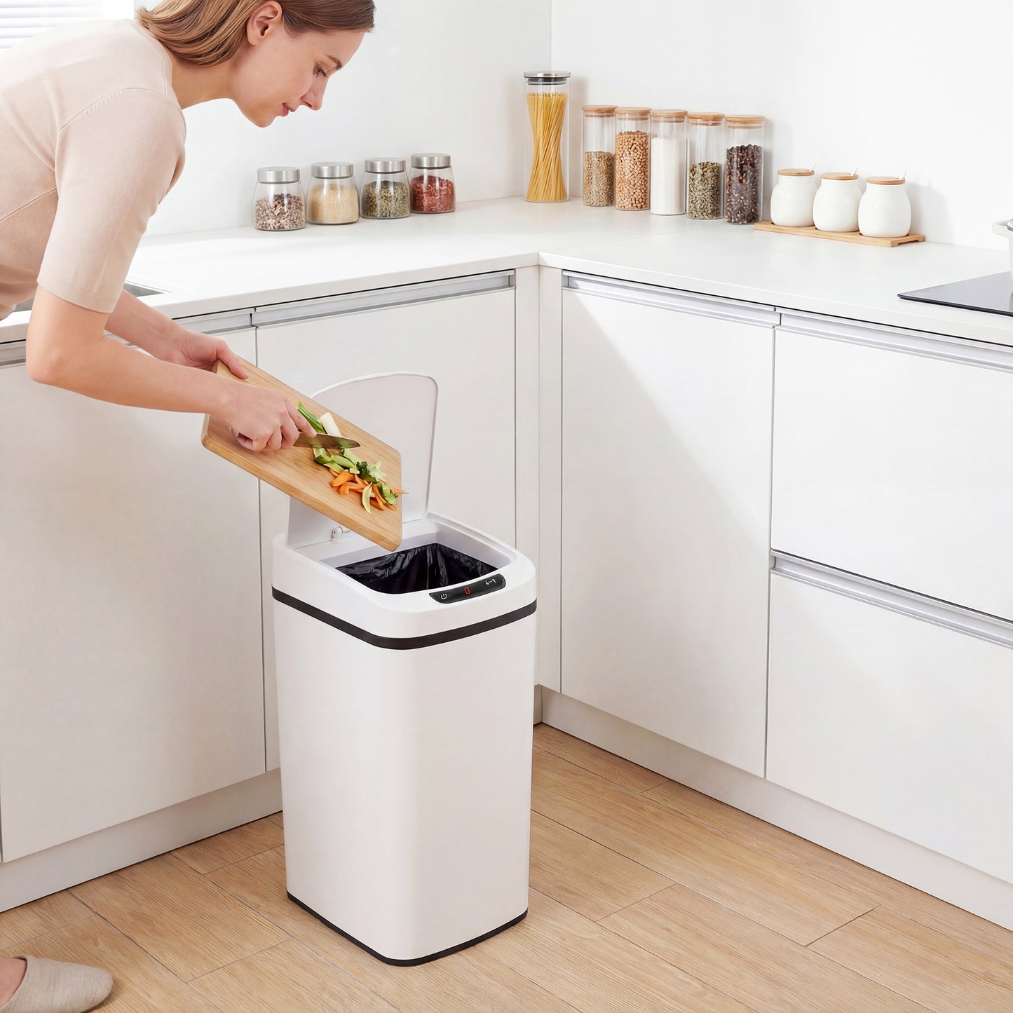 12L Sensor Bin, Automatic Touchless Motion Sensor Kitchen Bin, White