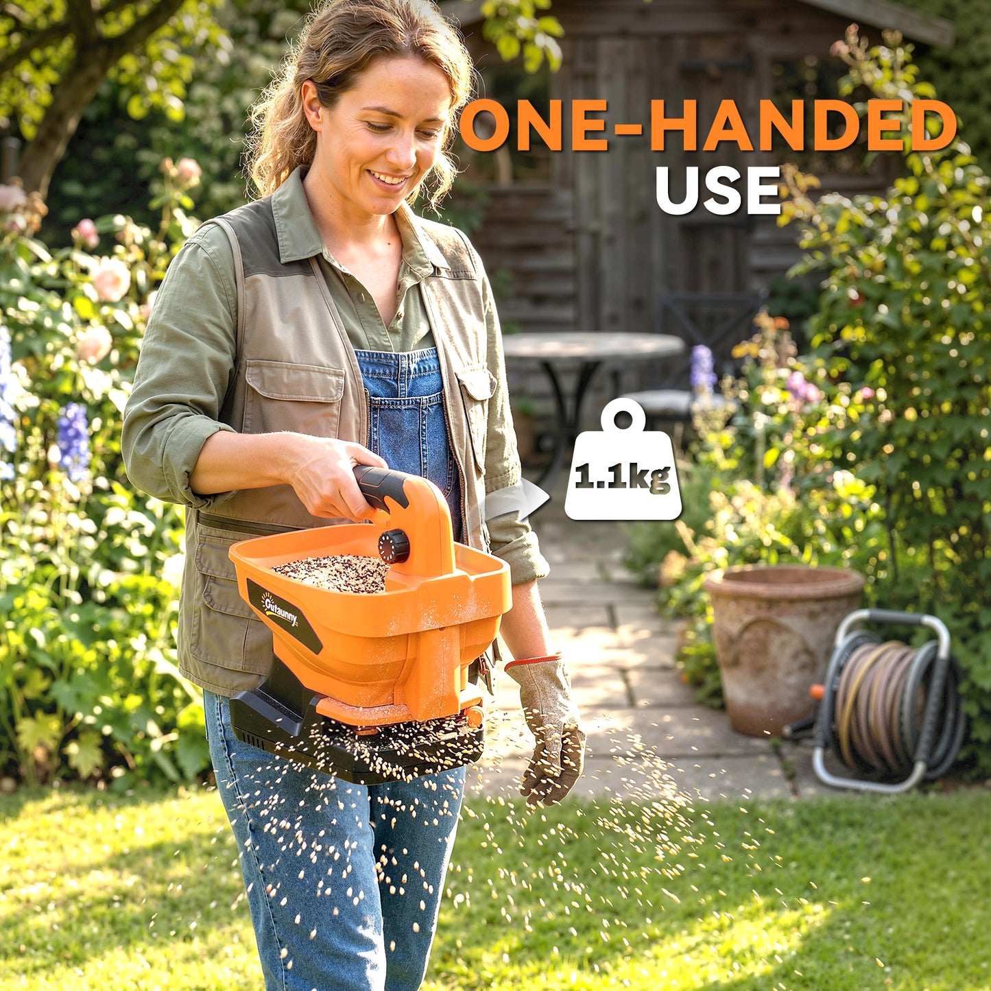 Cordless Spreader, 3.3L Handheld Seed Spreader