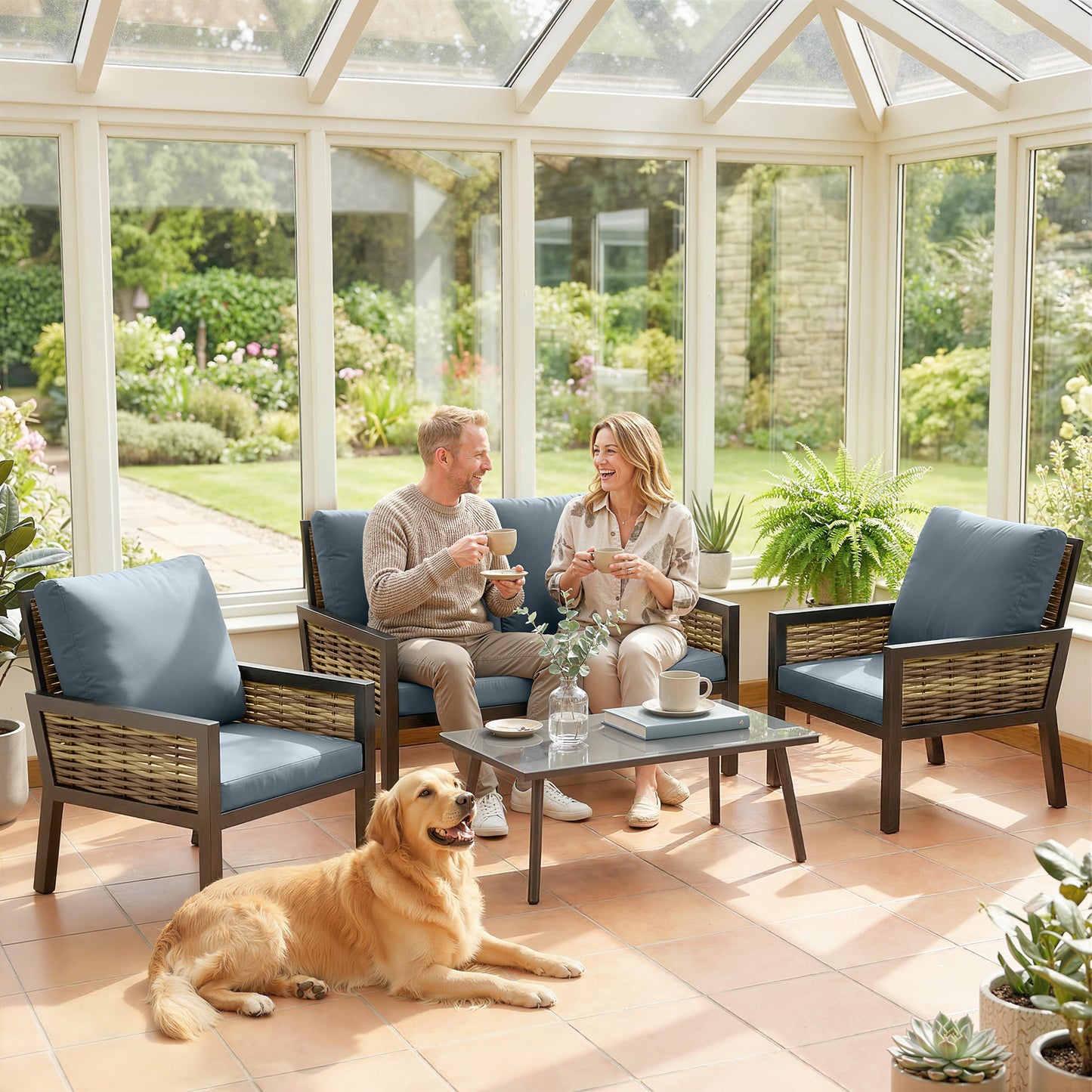 Rattan Garden Furniture Set, Outdoor Furniture Conversation Set