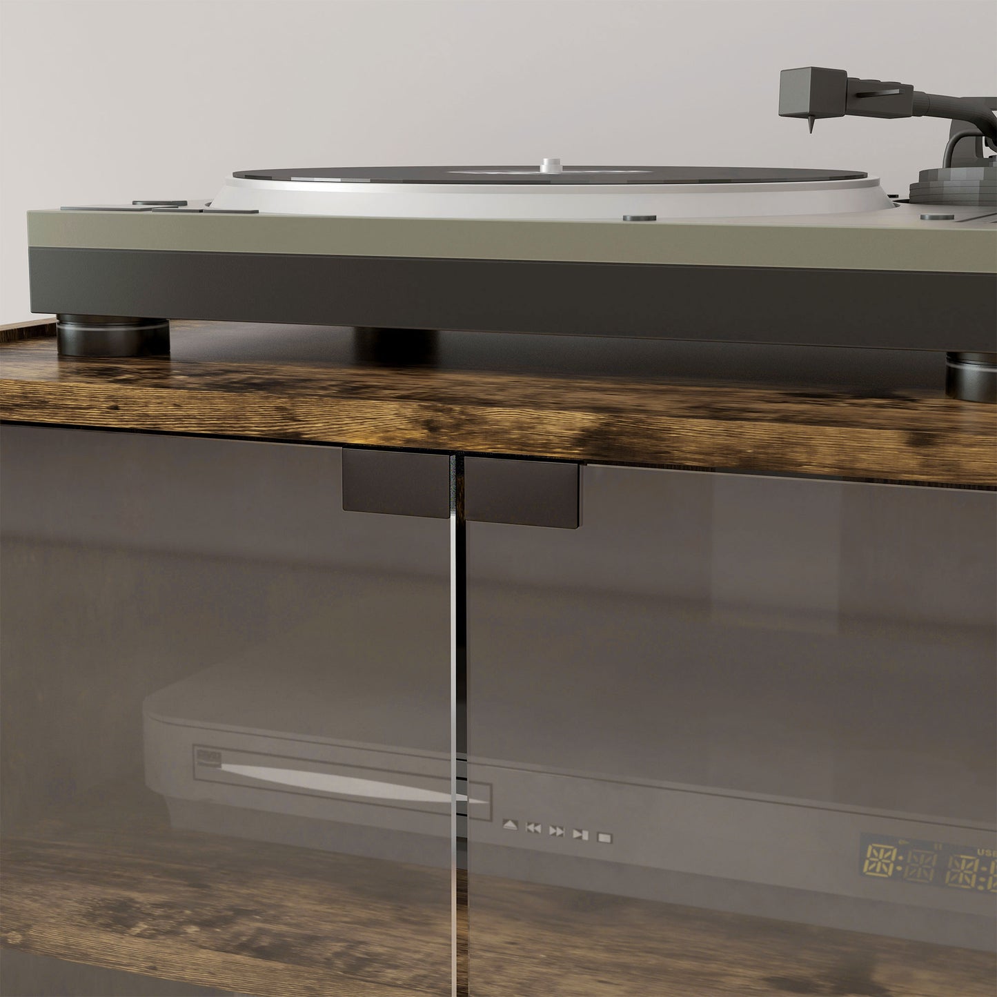 4-Tier Hi-Fi Stand with Adjustable Shelves, Rustic Brown
