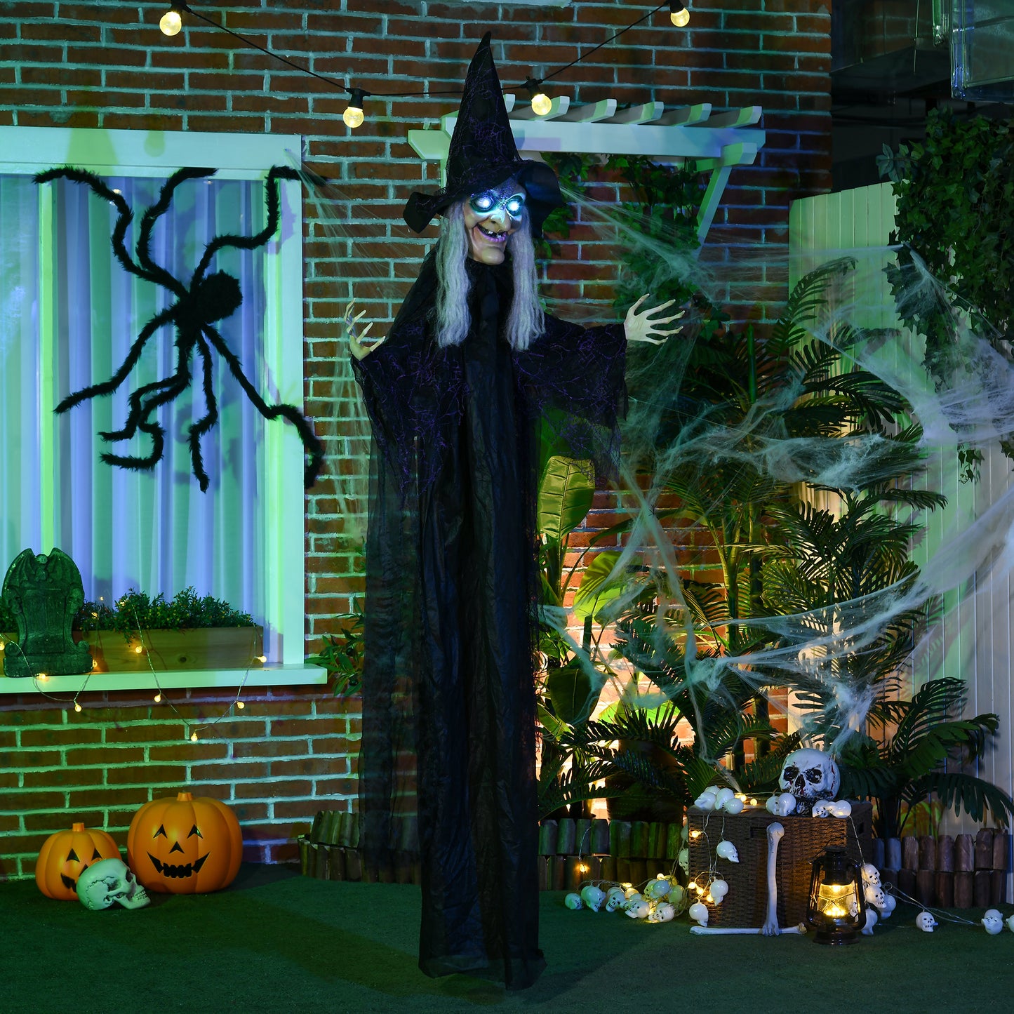 Hanging Witch Prop Life Size with Light Up Eyes, Talking Sound