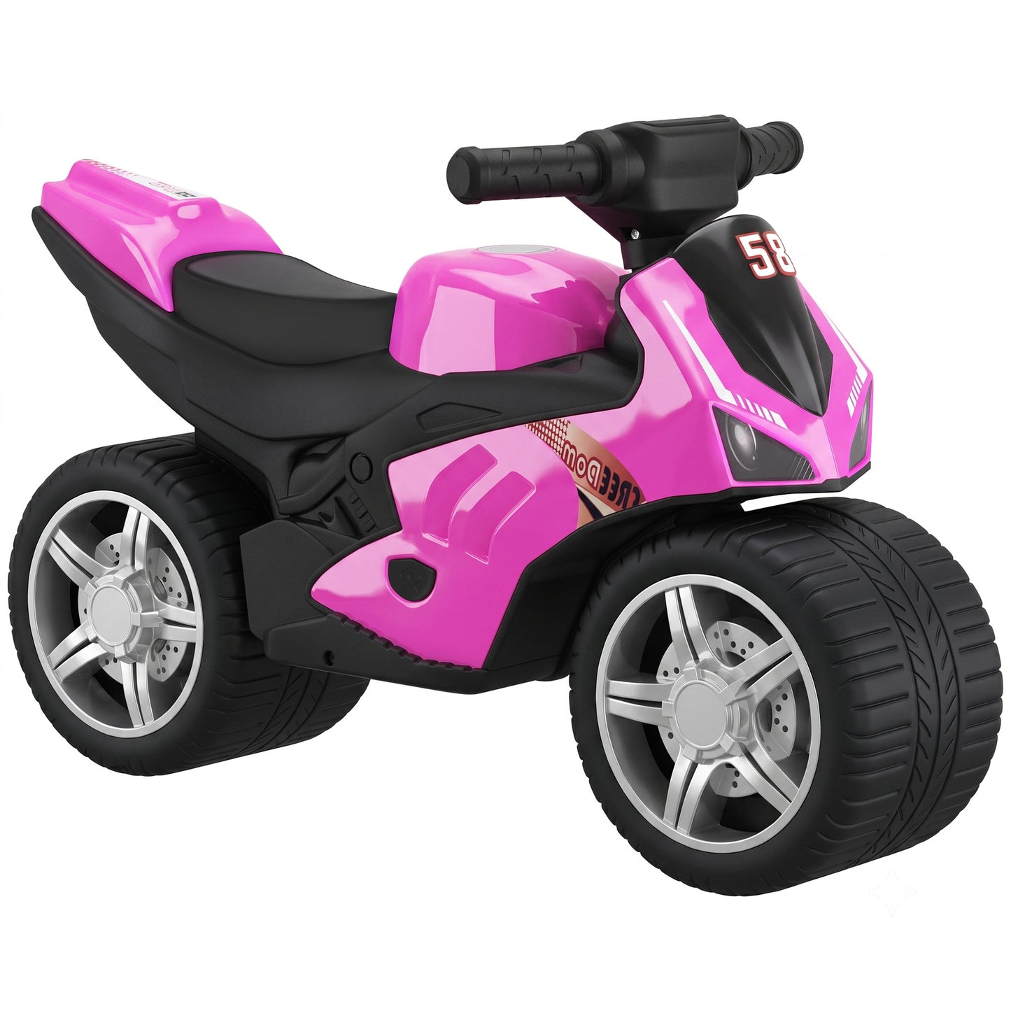 Balance Bike with Music Extra-Wide Wheels Pink