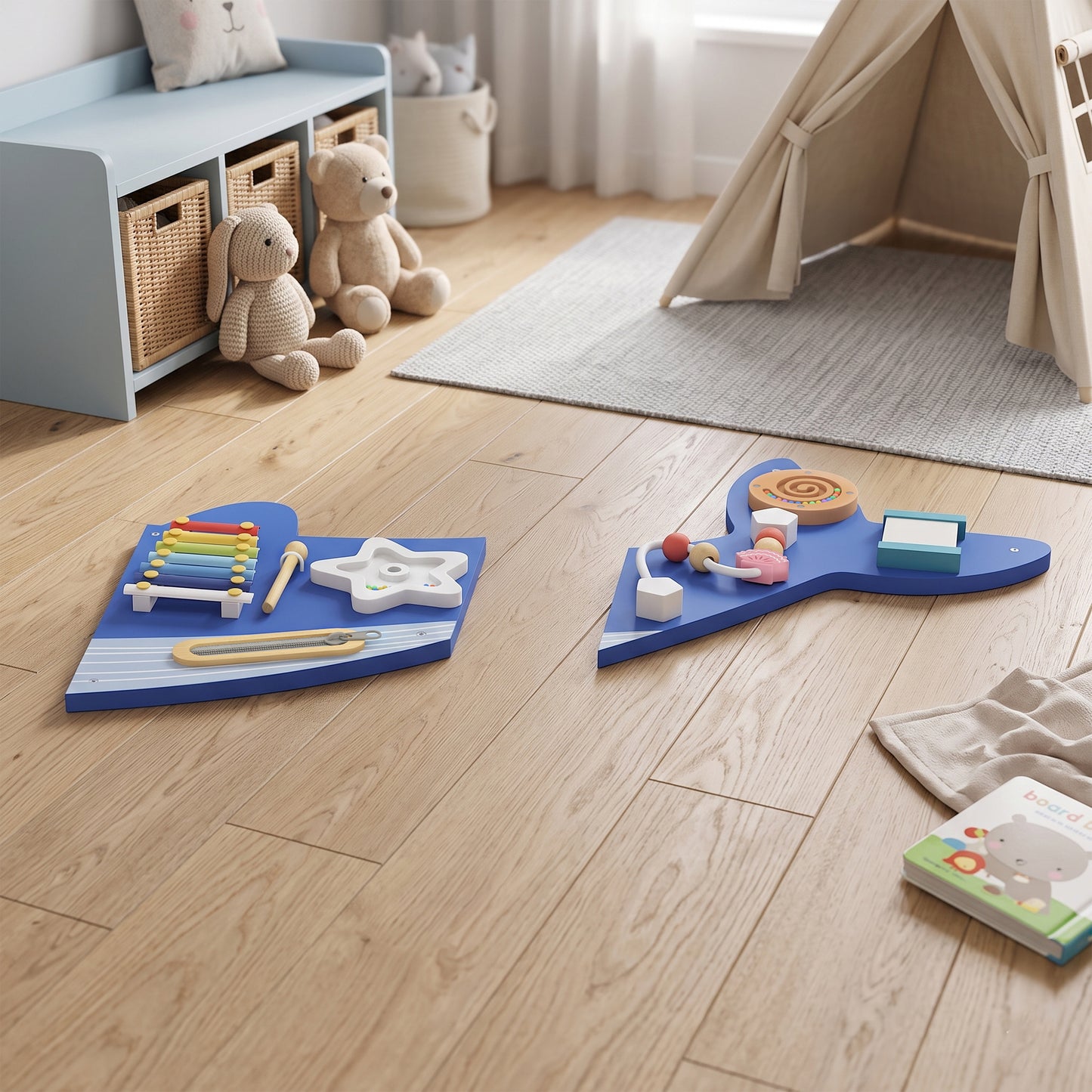 Whale Activity Wall Busy Board, 13 in 1 Montessori Inspired Toys