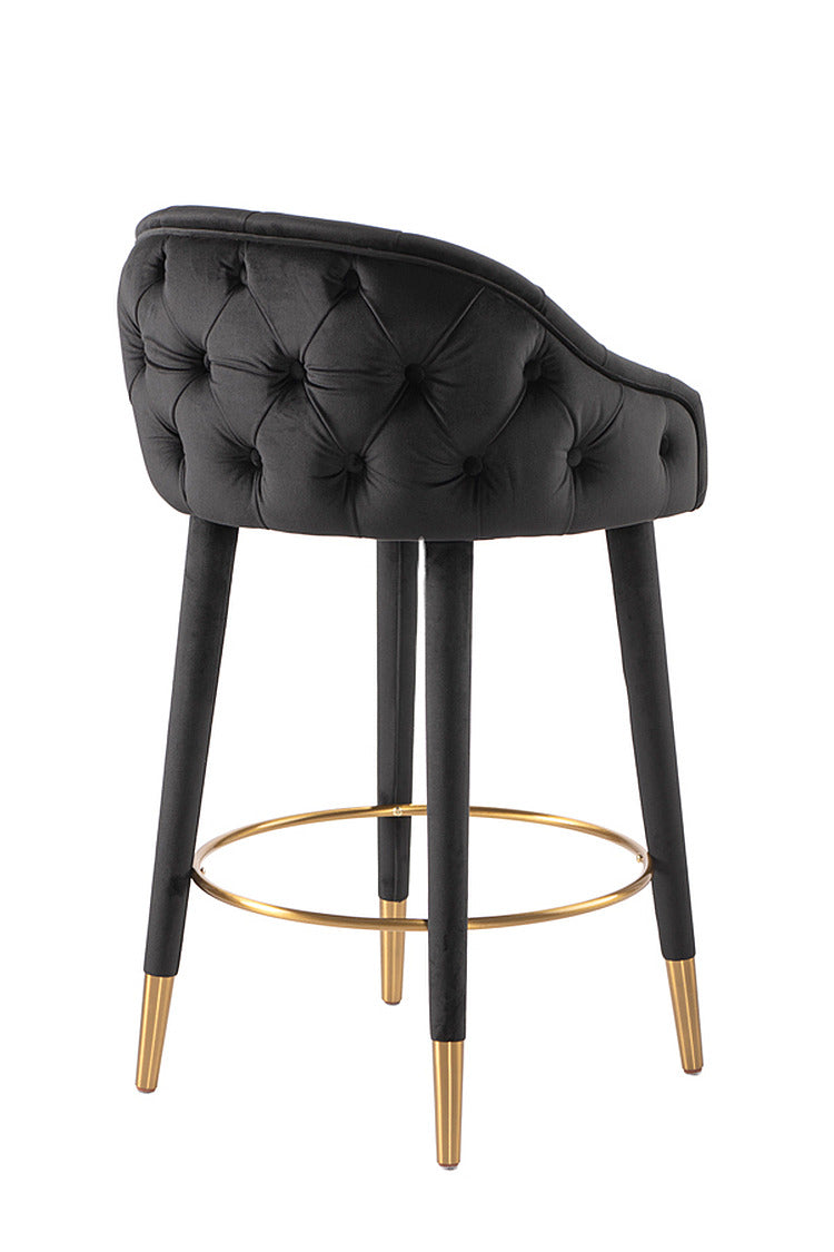 Sophia Counter Stool – Black - Brass Caps