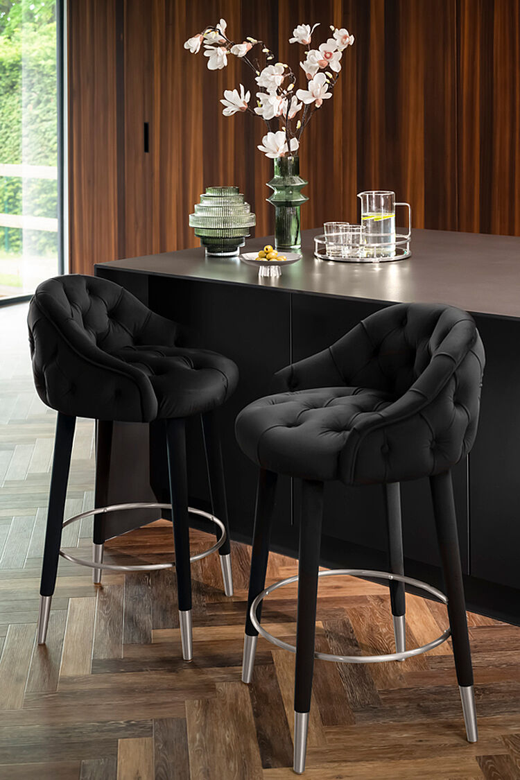 Sophia Counter Stool - Black - Silver Caps
