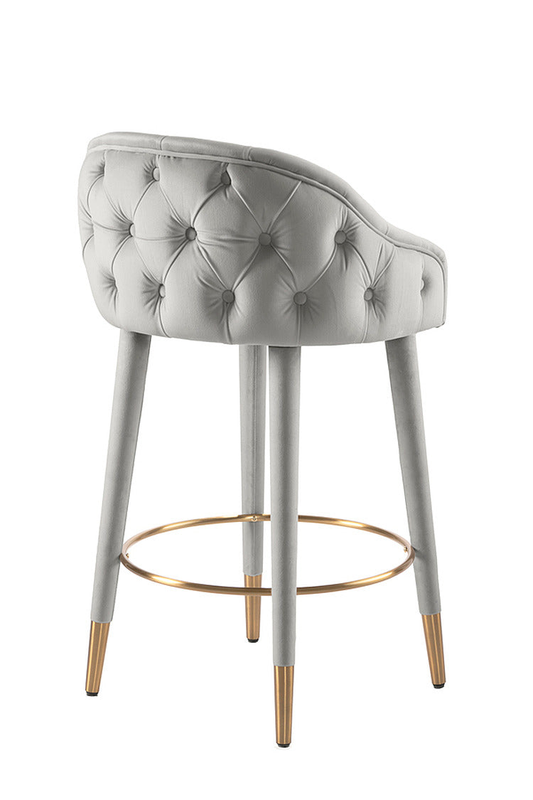 Sophia Counter Stool - Grey - Brass Caps