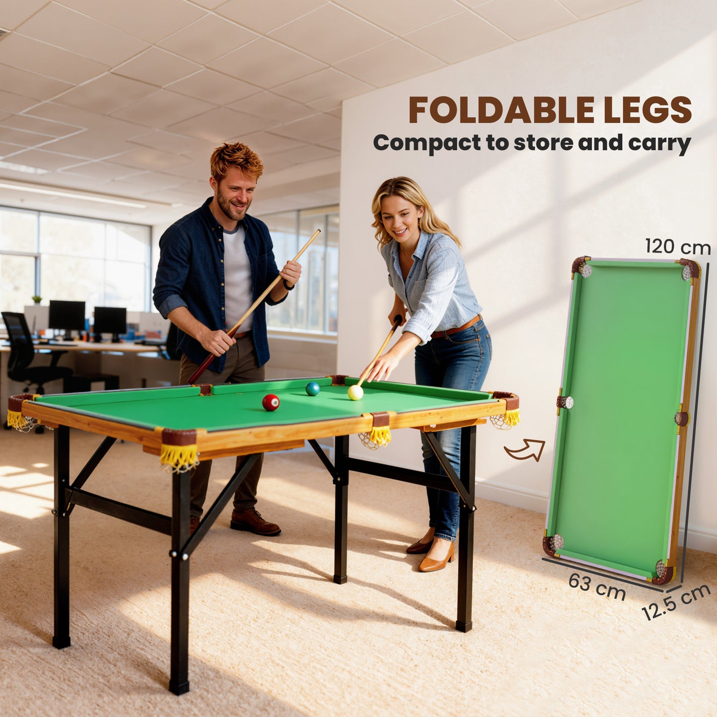 4FT Folding Pool Table, Mini Pool Game Billiards Table Set with 2 Cues, 16 Balls, Chalk, Triangle, Brush for Kids and Adults, Green