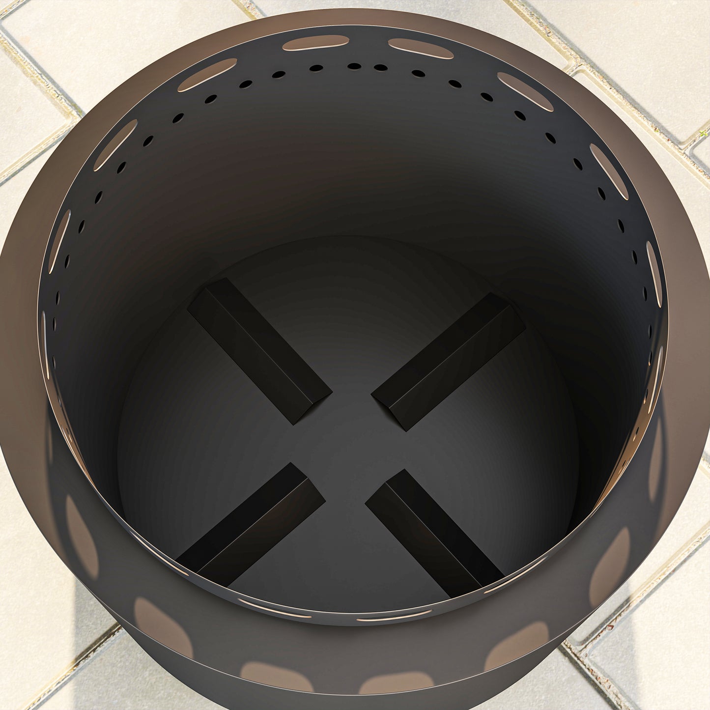 48.5cm Smokeless Wood Burning Firepit Metal Fire Pit, Dark Grey